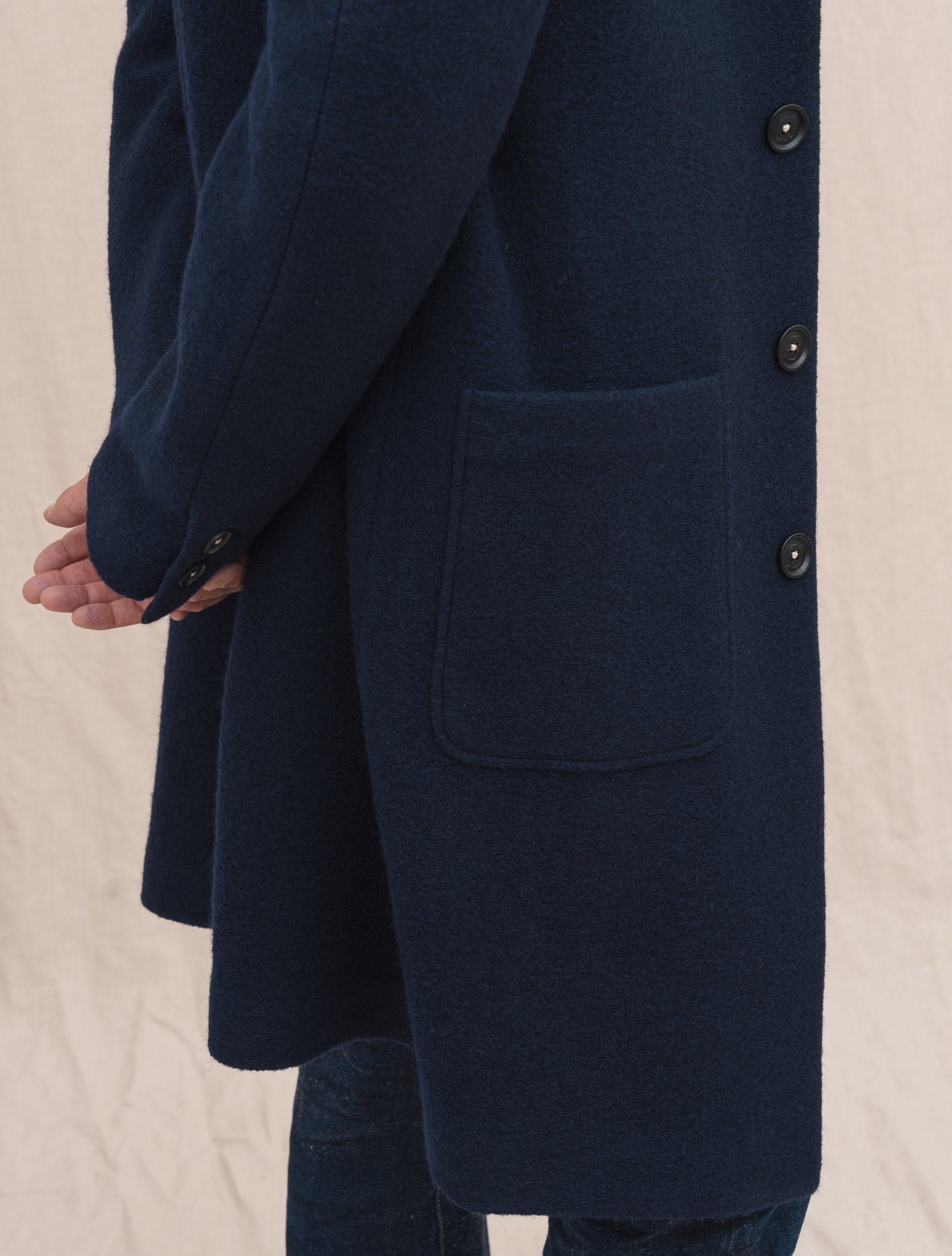 Florio Boiled Wool Coat Navy Massimo Alba Outerwear Gabucci