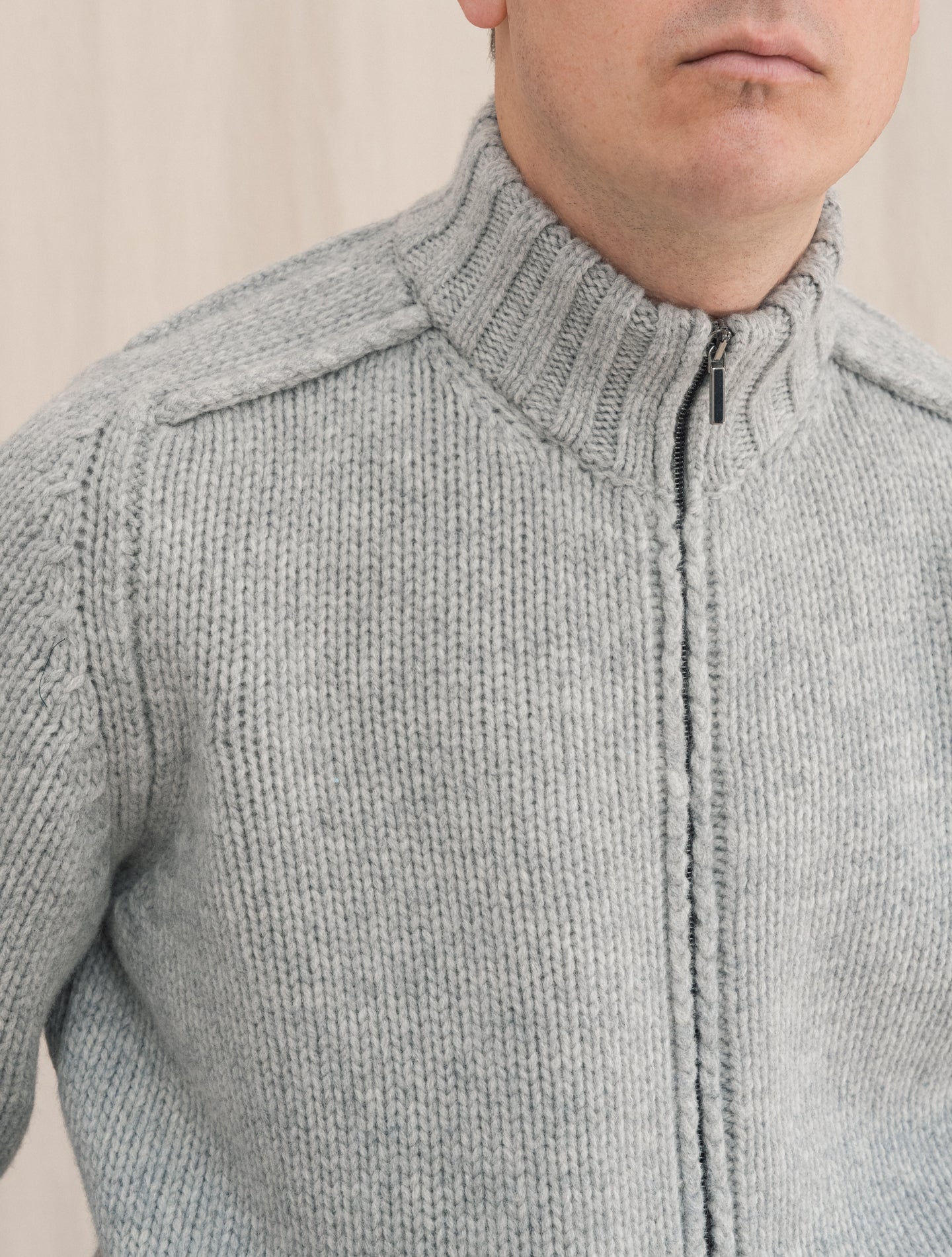 Full Zip Highland Wool Grey | Gabucci