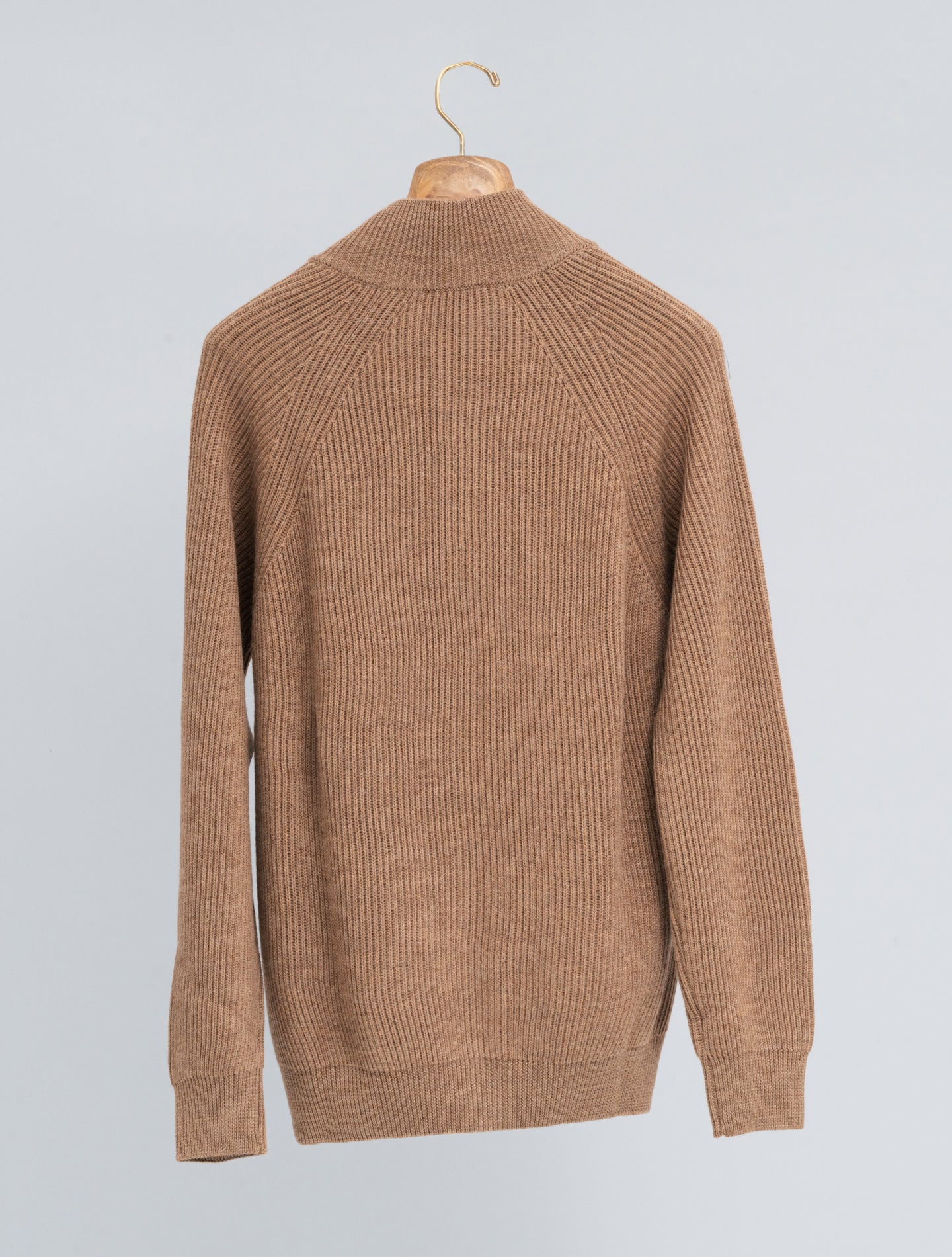 Full Zip Rib - Knitted Cardigan Dark Camel Morgano Knitwear 48