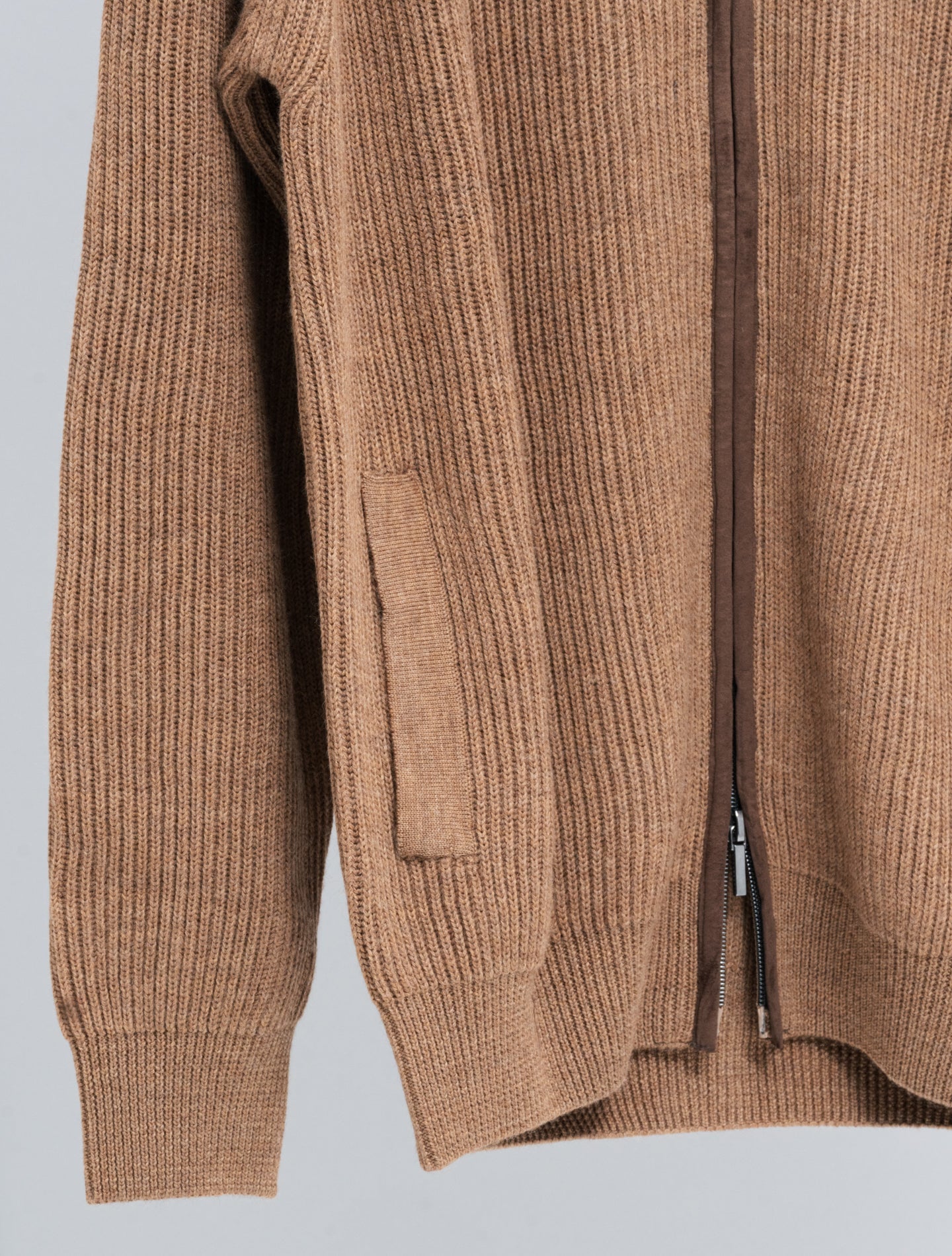 Full Zip Rib - Knitted Cardigan Dark Camel Morgano Knitwear 48