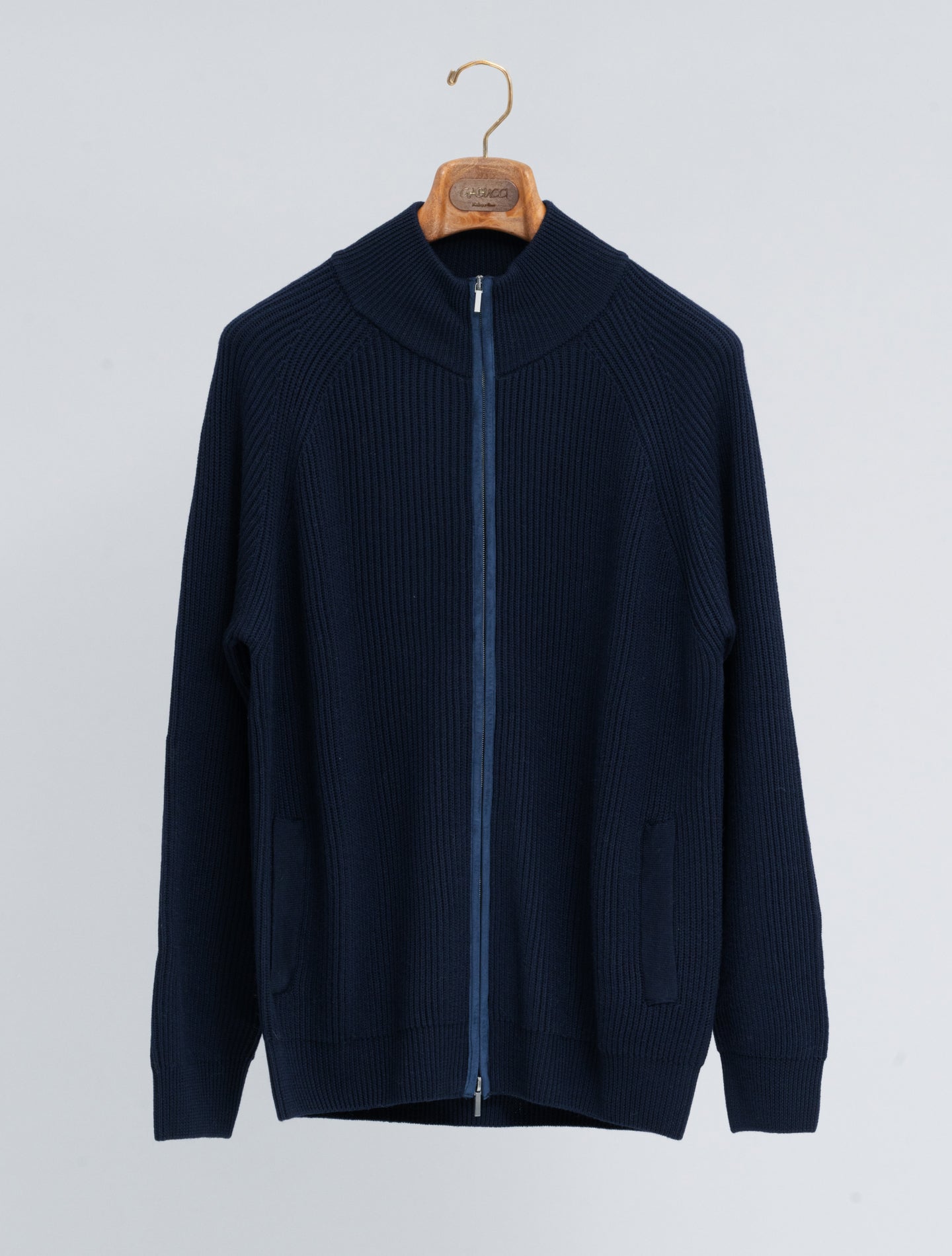 Full Zip Rib - Knitted Cardigan Navy Morgano Knitwear 48