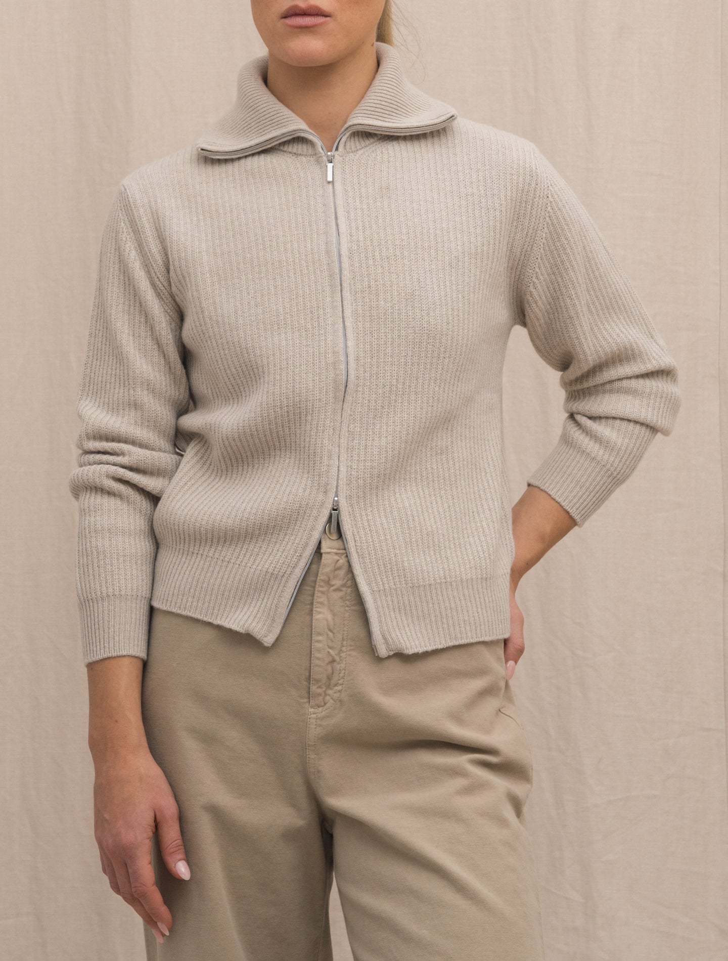 Full Zip Ribb Cardigan Morgano Knitwear Gabucci