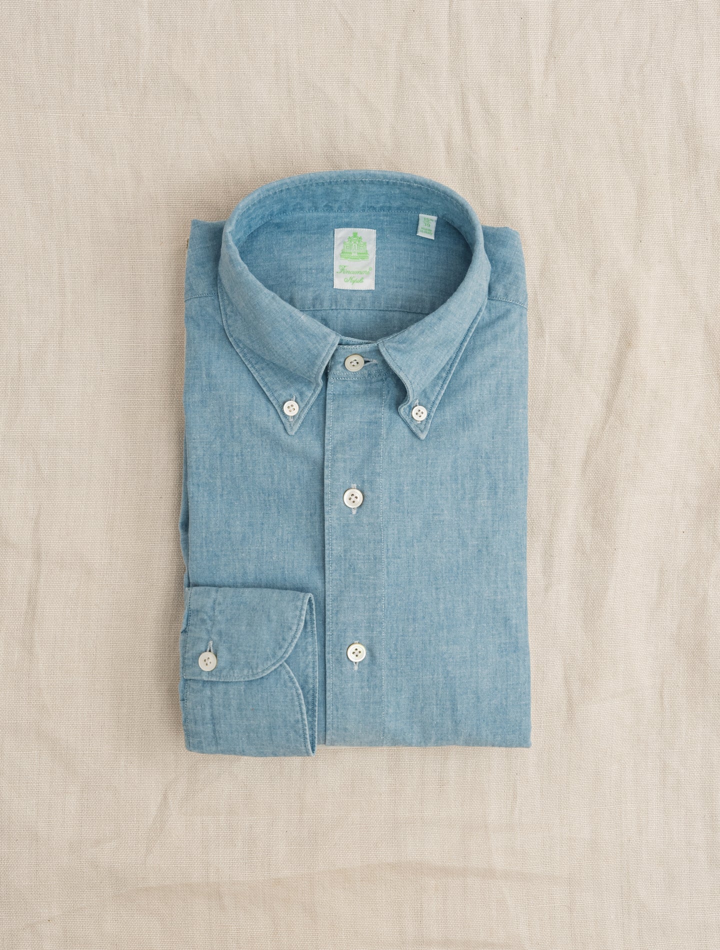 Gaeta Button Down Cotton Shirt Mid Blue Finamore Shirts 38