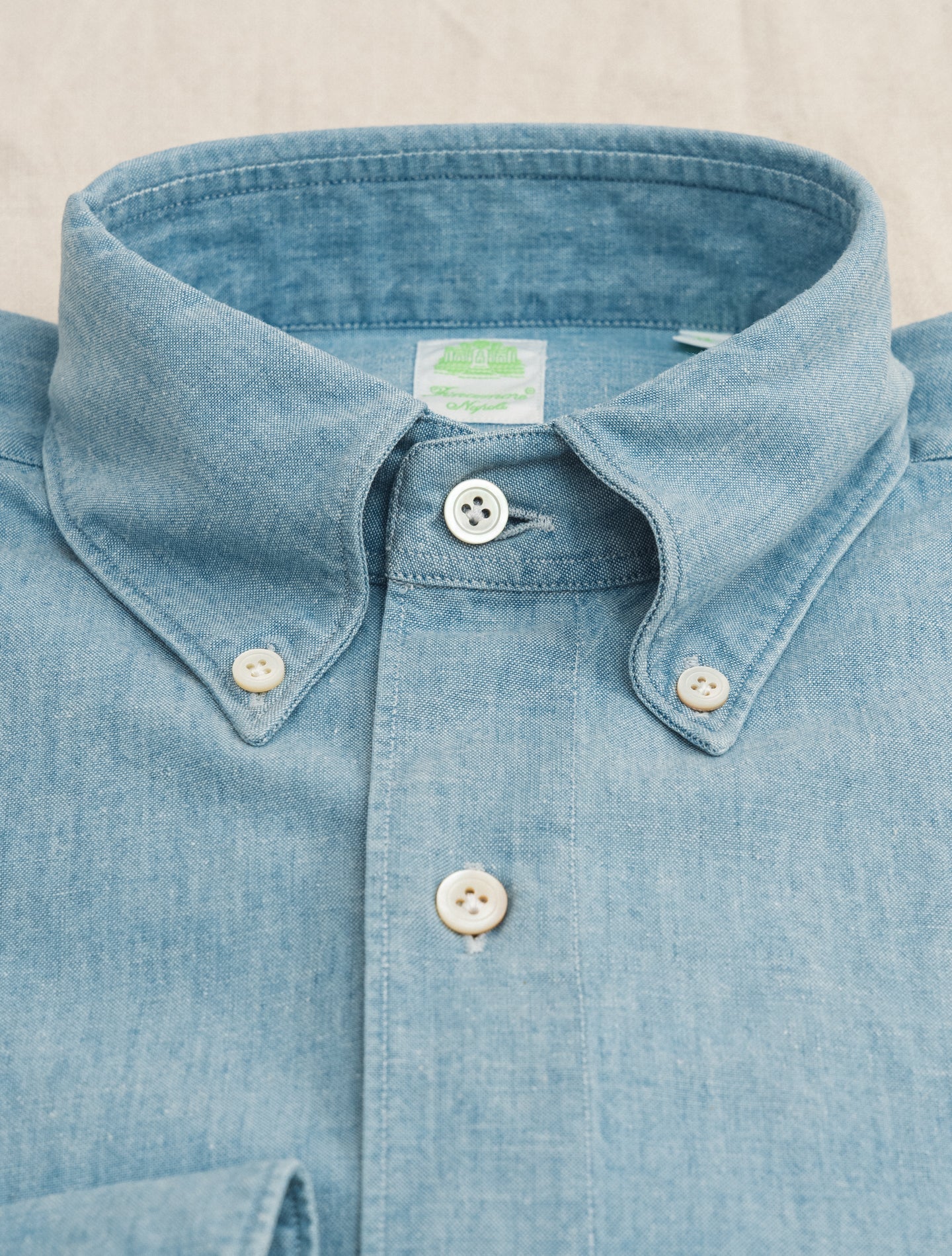 Gaeta Button Down Cotton Shirt Mid Blue | Gabucci