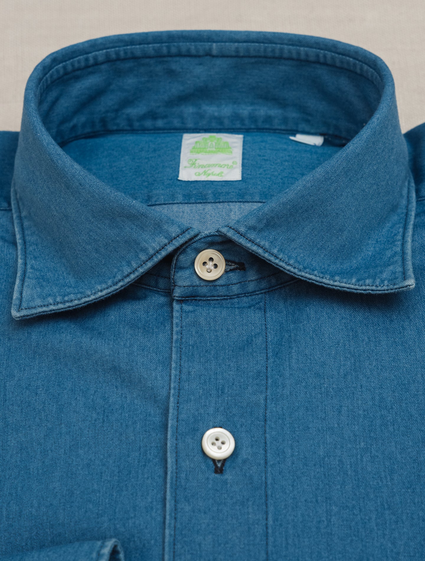 Gaeta Denim Shirt Mid Blue Finamore Shirts 38