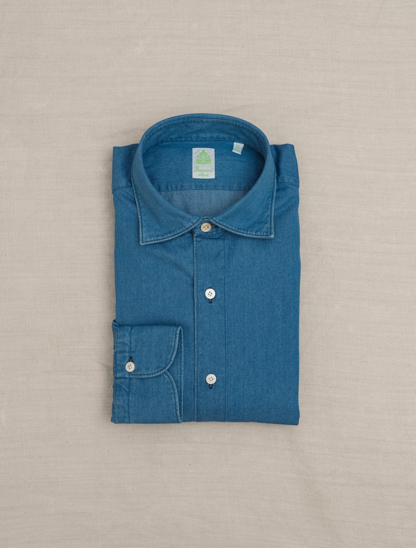 Gaeta Denim Shirt Mid Blue Finamore Shirts 38