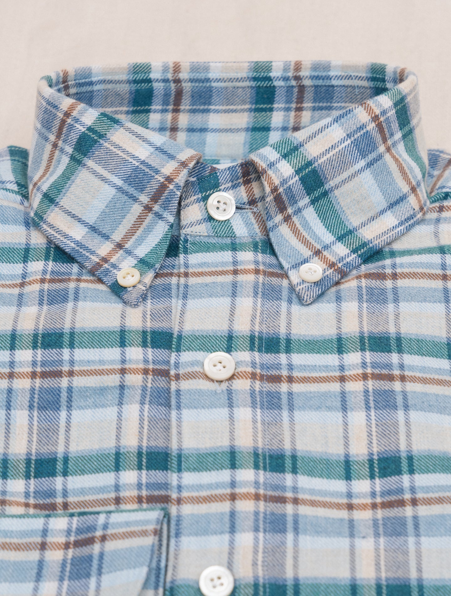 Gaeta Leonardo Flannel Checked Shirt Light Blue Finamore Shirts 39