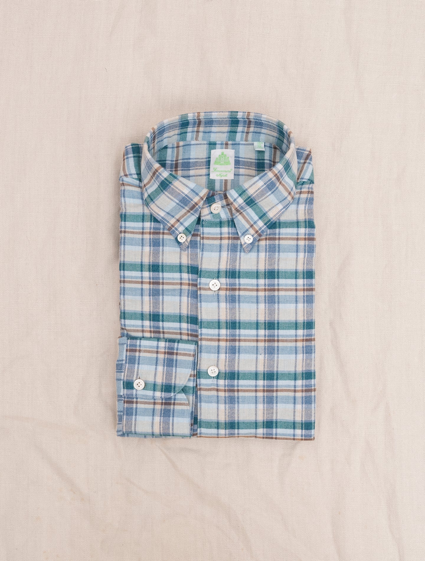 Gaeta Leonardo Flannel Checked Shirt Light Blue Finamore Shirts 39