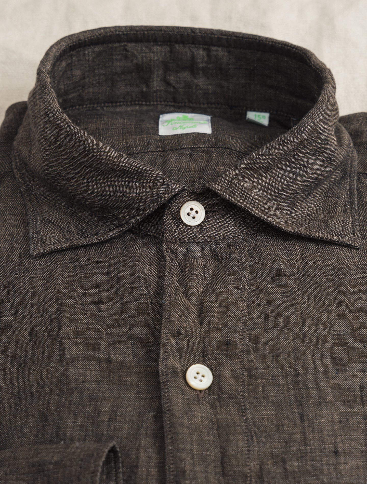 Gaeta Linen Cut Away Shirt Brown Finamore Shirts 39