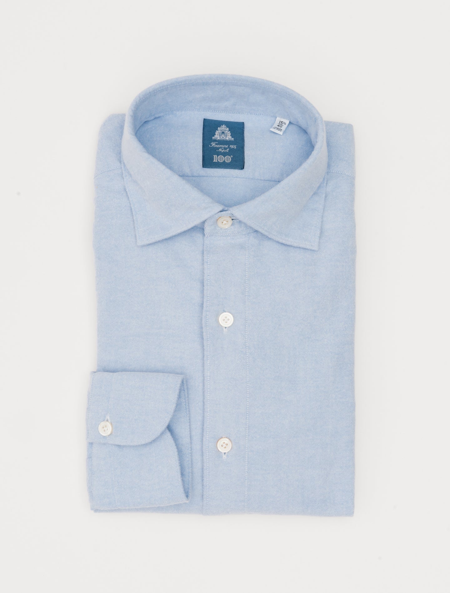 Gaeta Luigi Brushed Cotton Shirt Light Blue Finamore Shirts 39