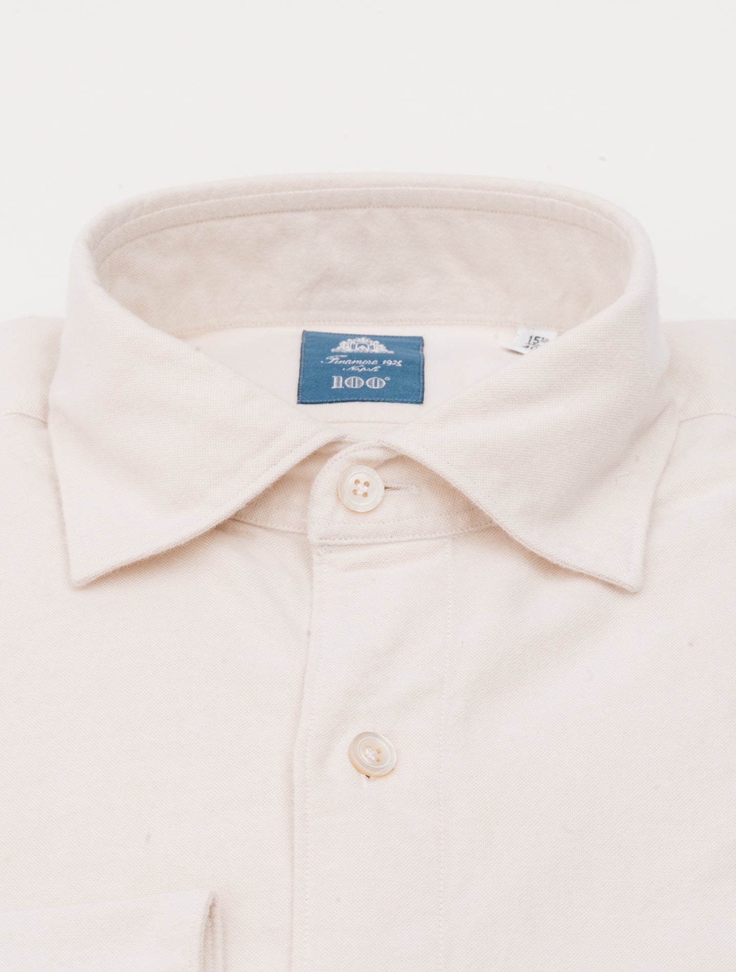 Gaeta Luigi Brushed Cotton Shirt Off White Finamore Shirts 39