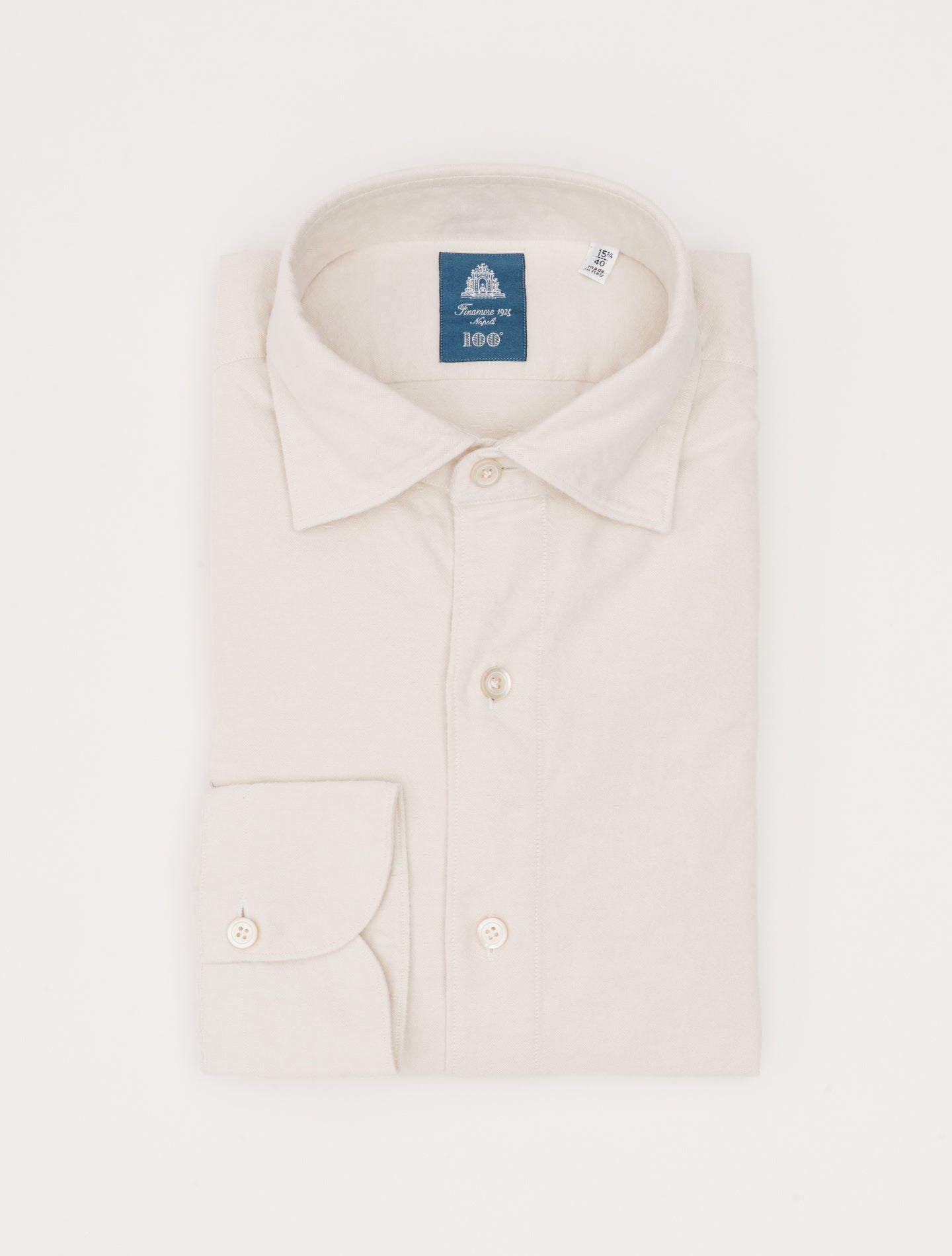 Gaeta Luigi Brushed Cotton Shirt Off White Finamore Shirts 39