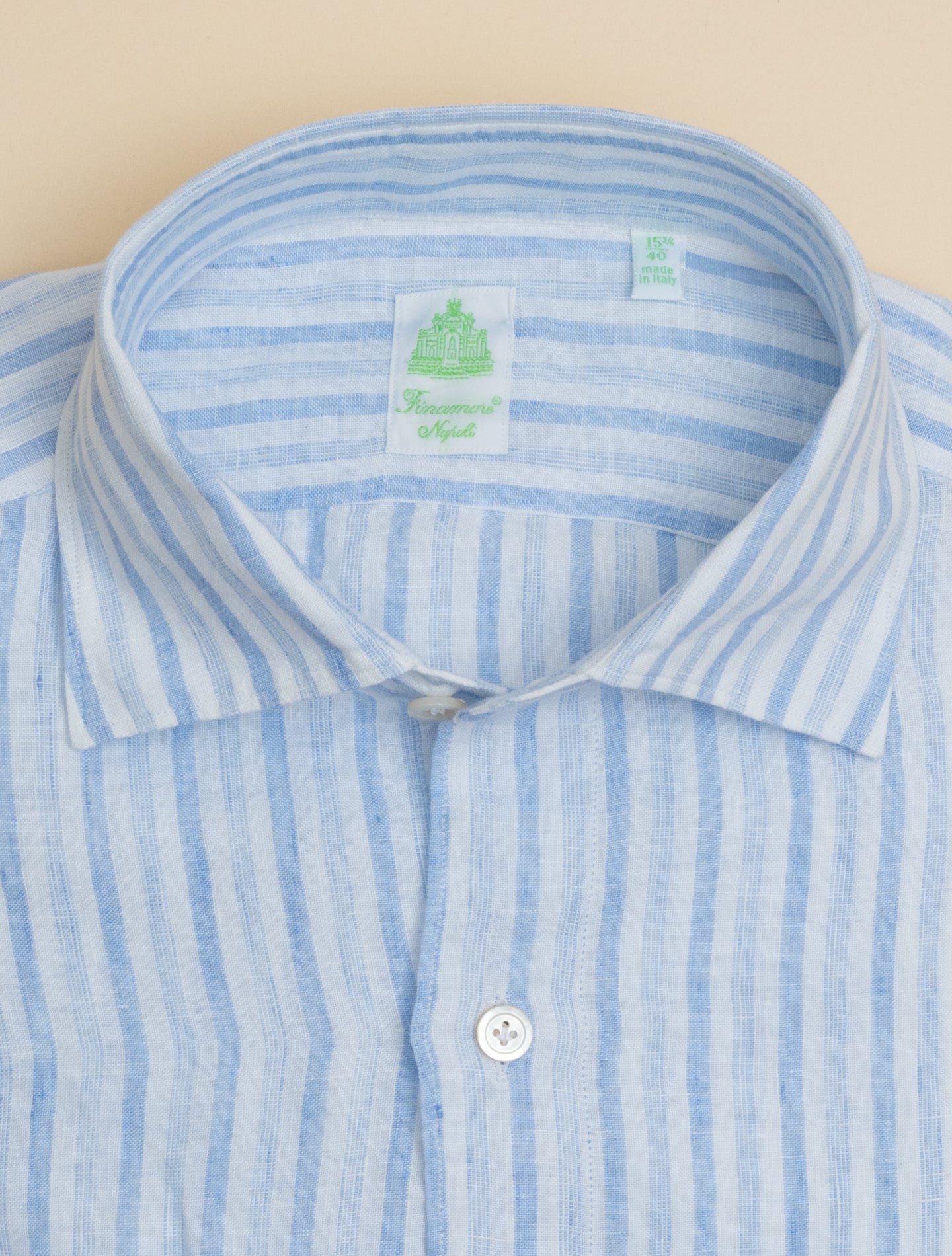 Gaeta Luigi Multi Striped Linen Shirt Light Blue Finamore Shirts 39