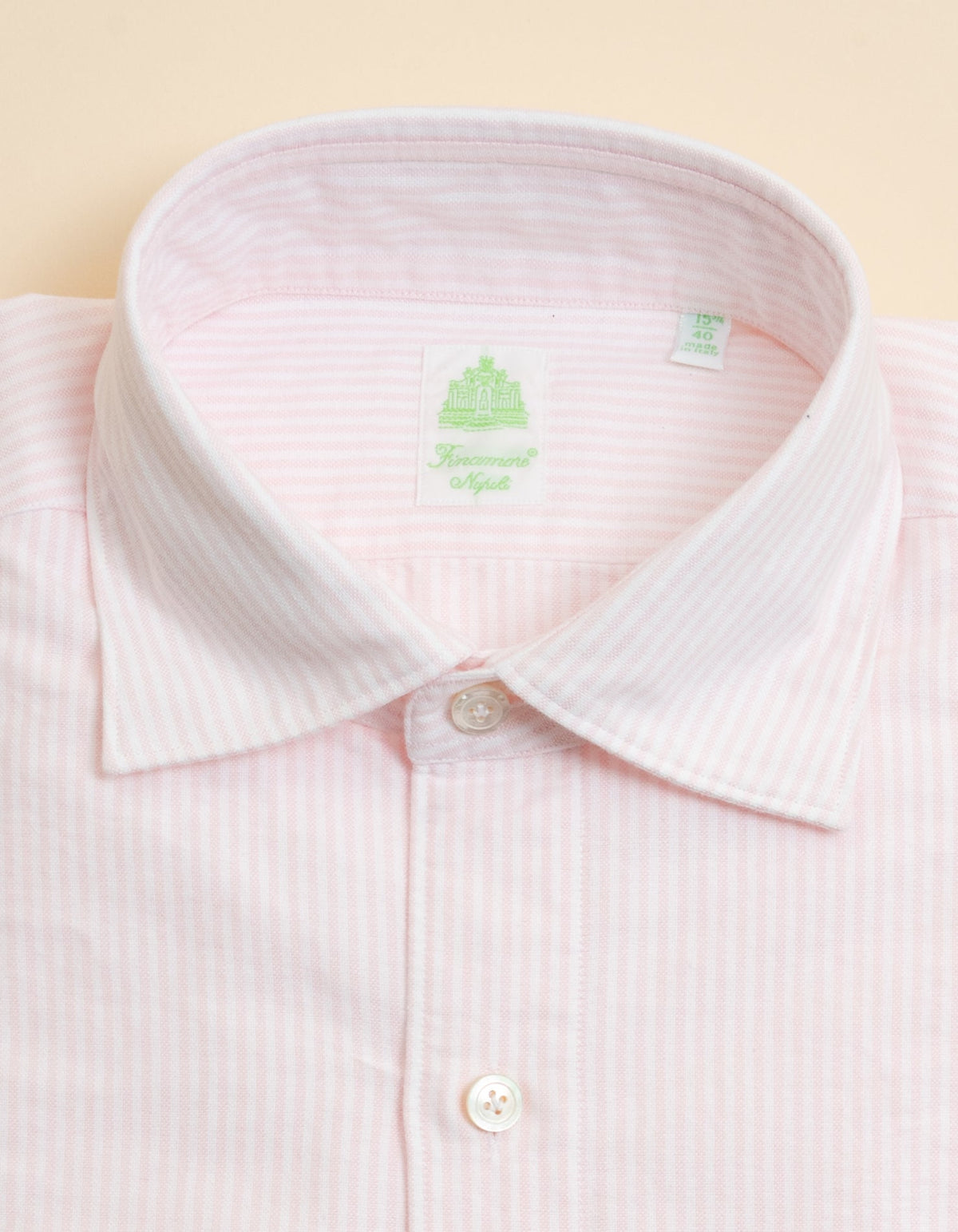 Gaeta Luigi Soft Oxford Striped Shirt Pink Finamore Shirts 39
