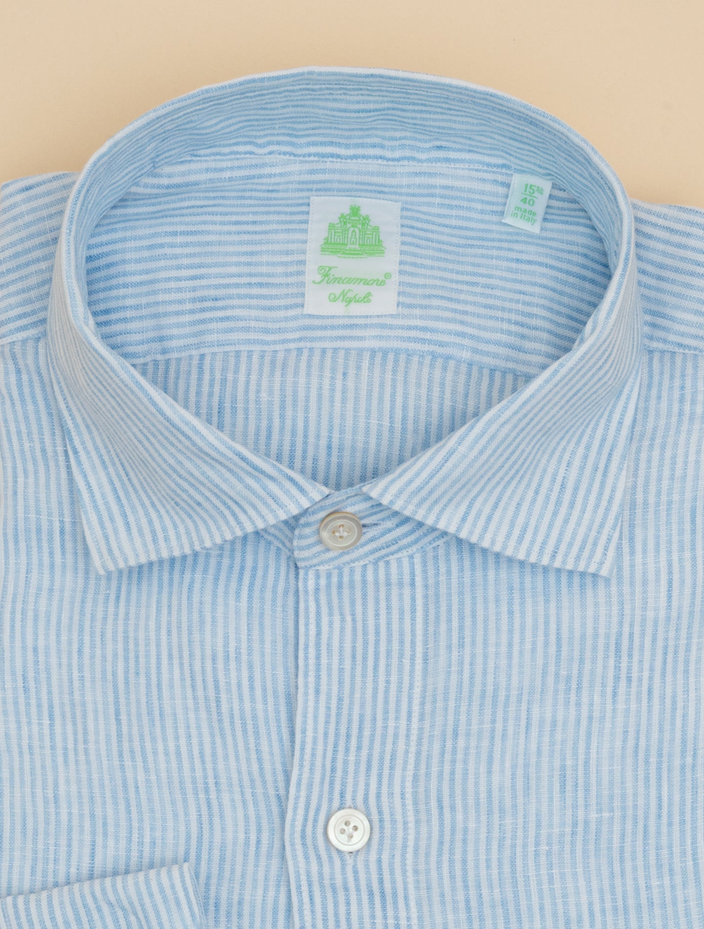 Gaeta Luigi Striped Linen Shirt Light Blue Finamore Shirts 39