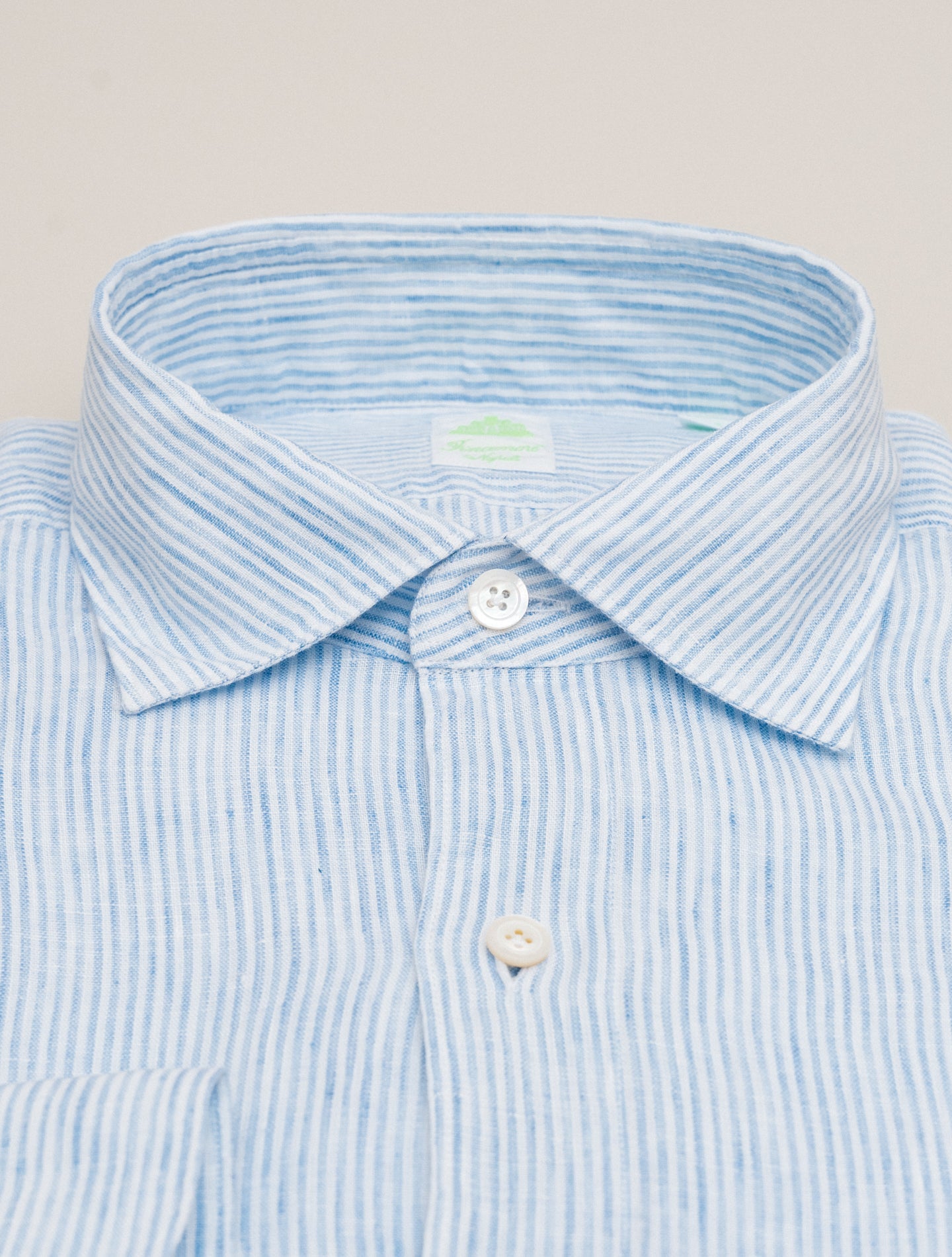 Gaeta Luigi Striped Linen Shirt Light Blue Finamore Shirts 39