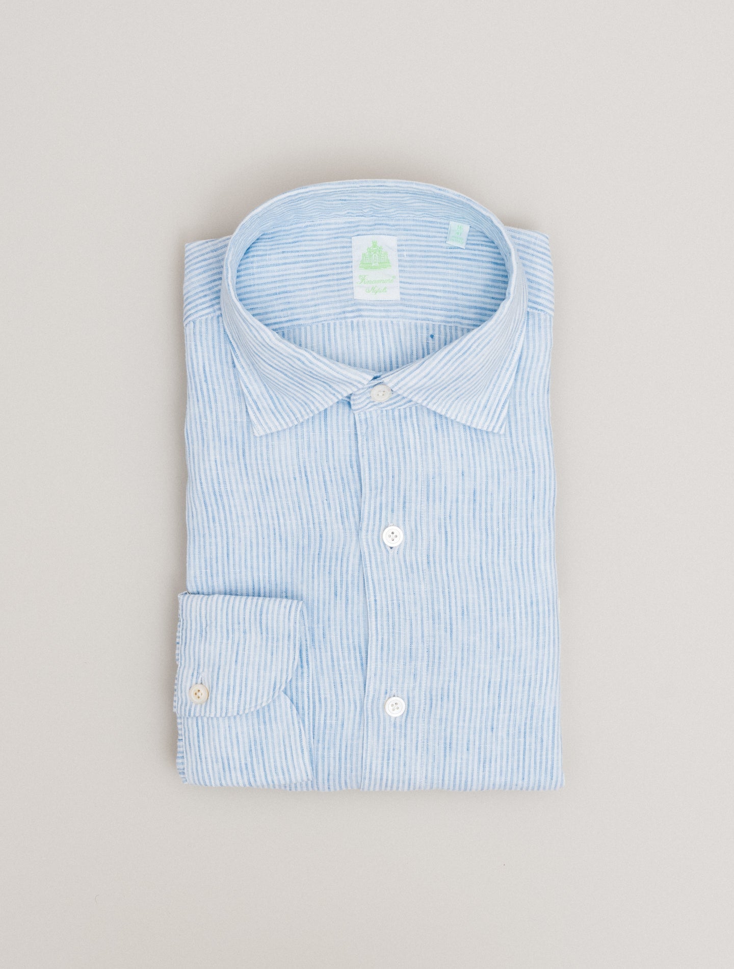 Gaeta Luigi Striped Linen Shirt Light Blue Finamore Shirts 39