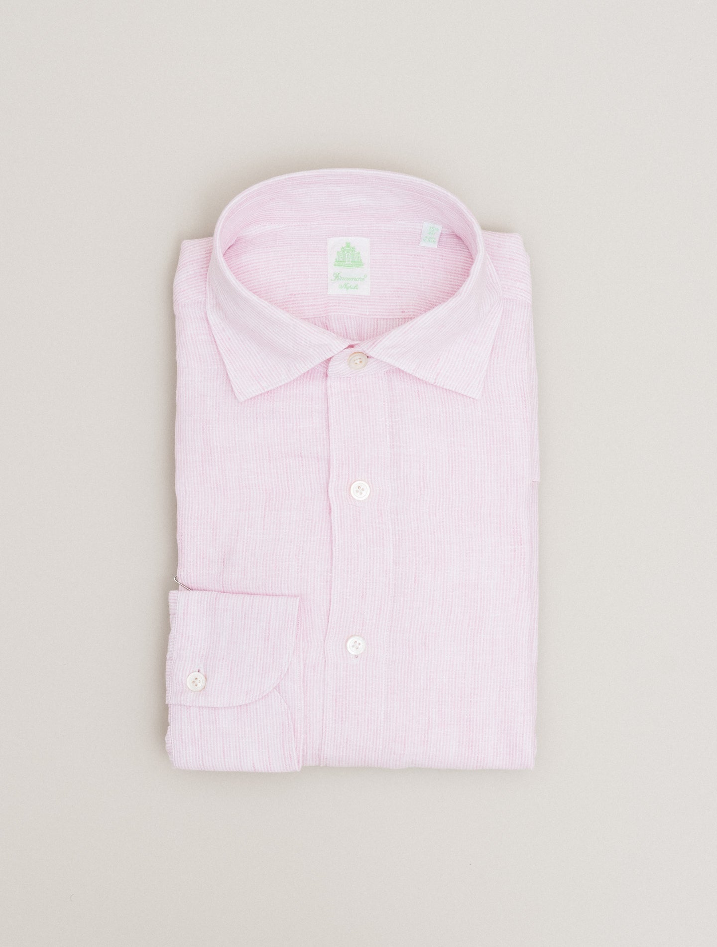 Gaeta Luigi Striped Linen Shirt Pink Finamore Shirts 39