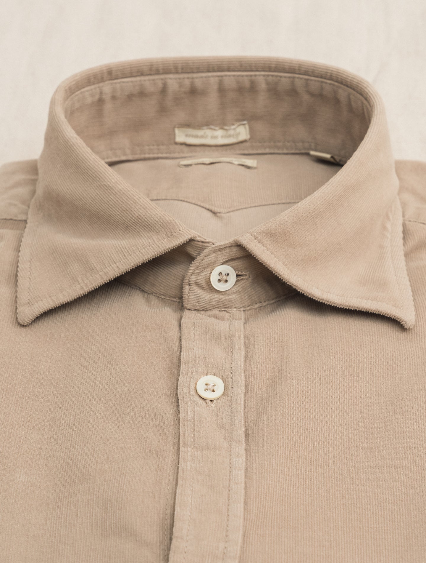 Genova Cotton Corduroy Shirt Beige | Gabucci