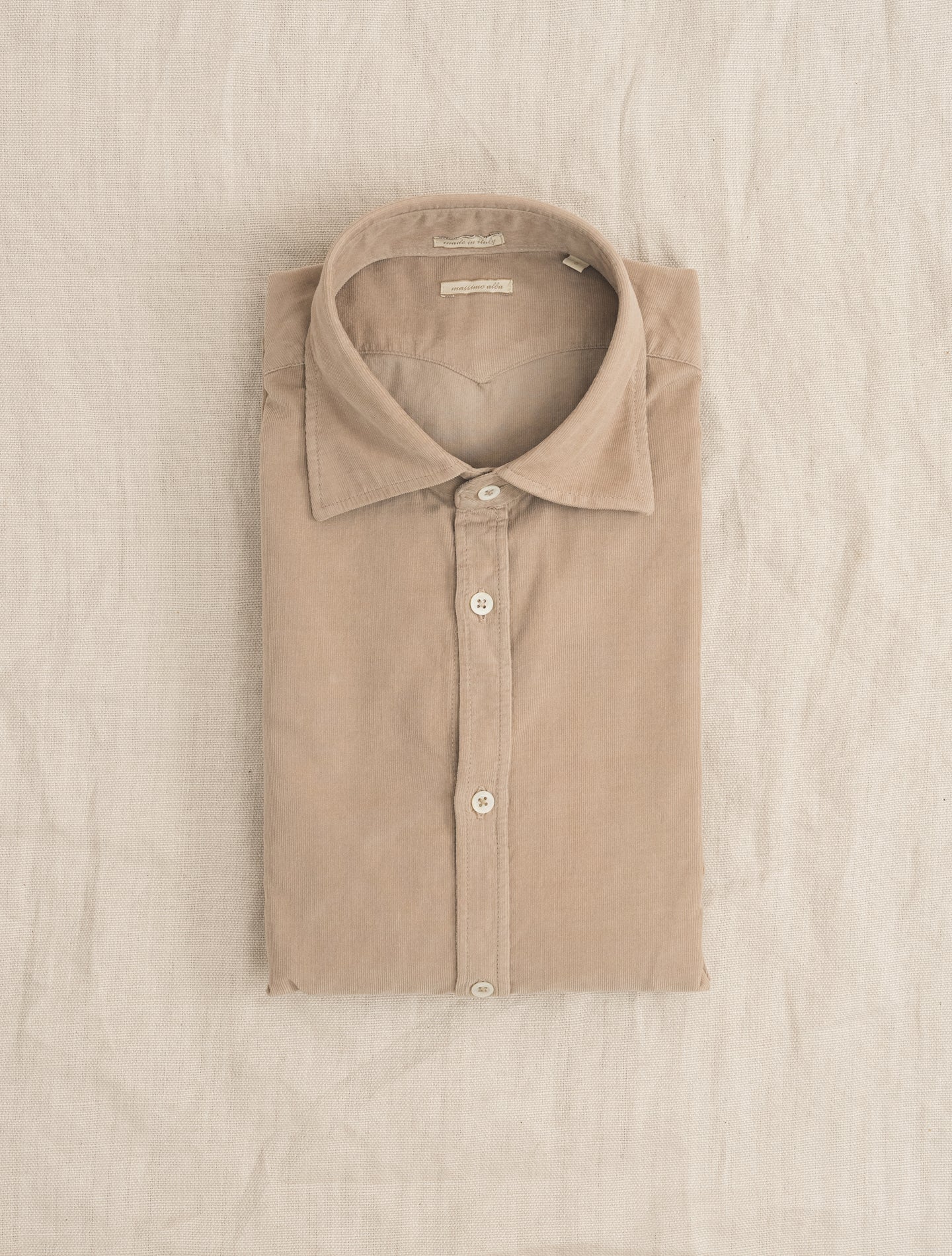 Genova Cotton Corduroy Shirt Beige | Gabucci