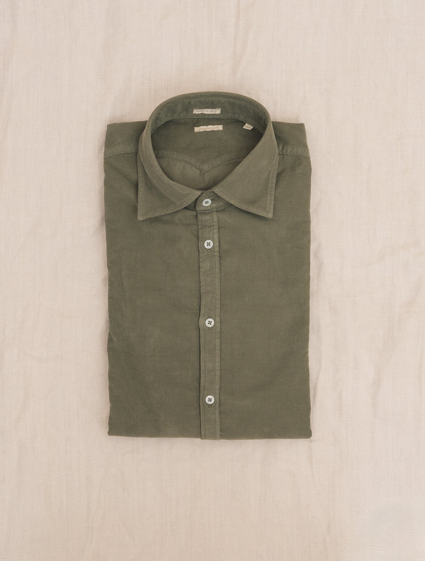 Genova Cotton Corduroy Shirt Military Massimo Alba Shirts Gabucci