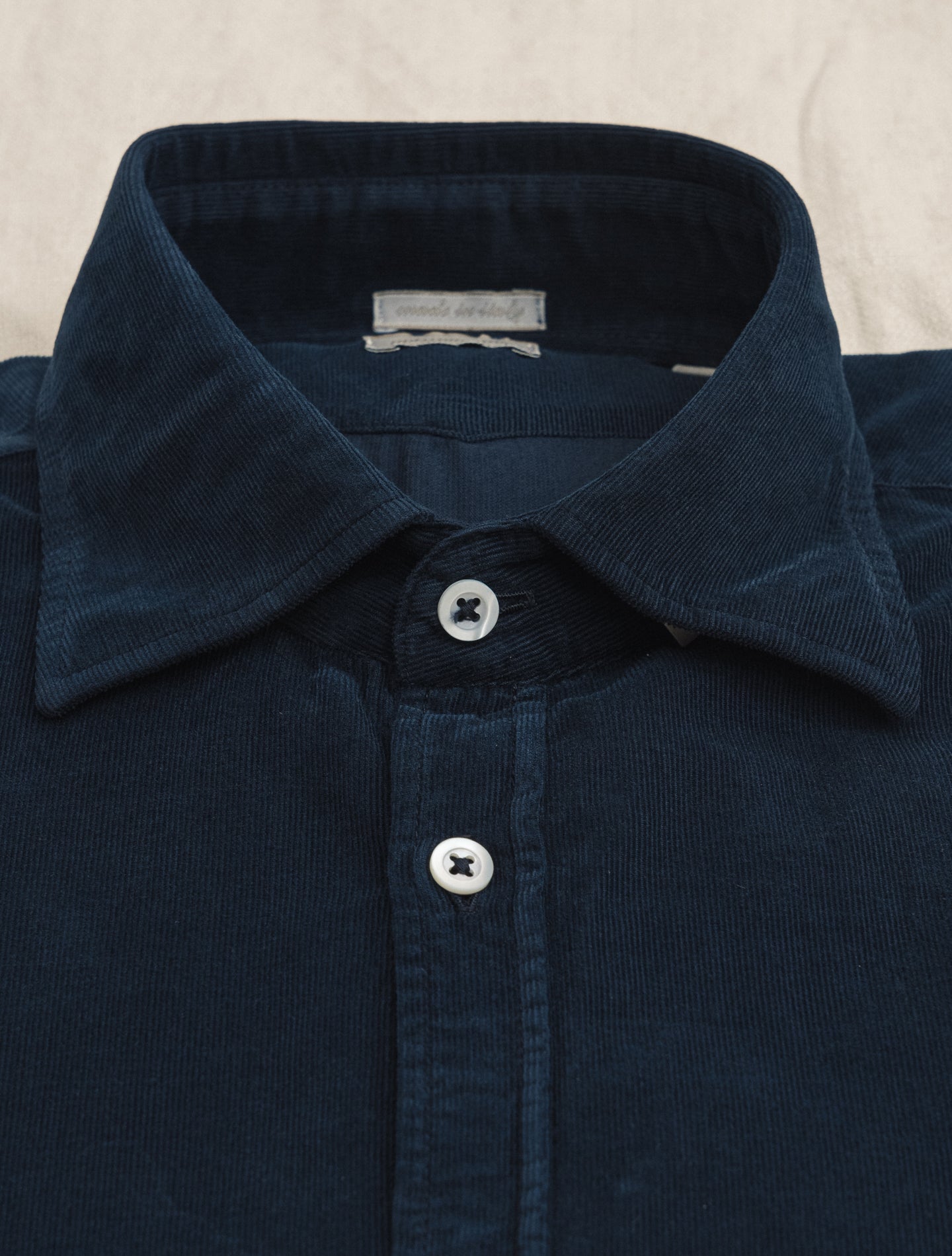 Genova Cotton Corduroy Shirt Navy | Gabucci