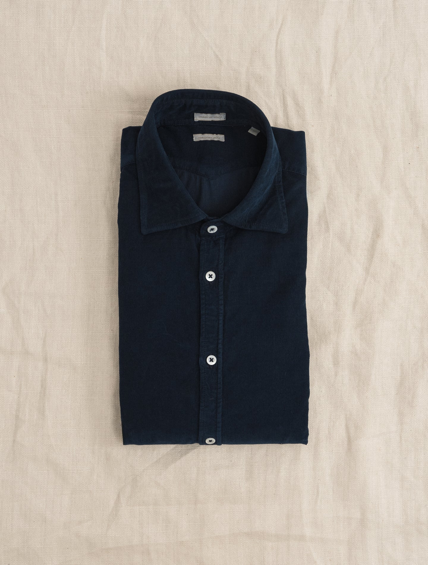 Genova Cotton Corduroy Shirt Navy | Gabucci