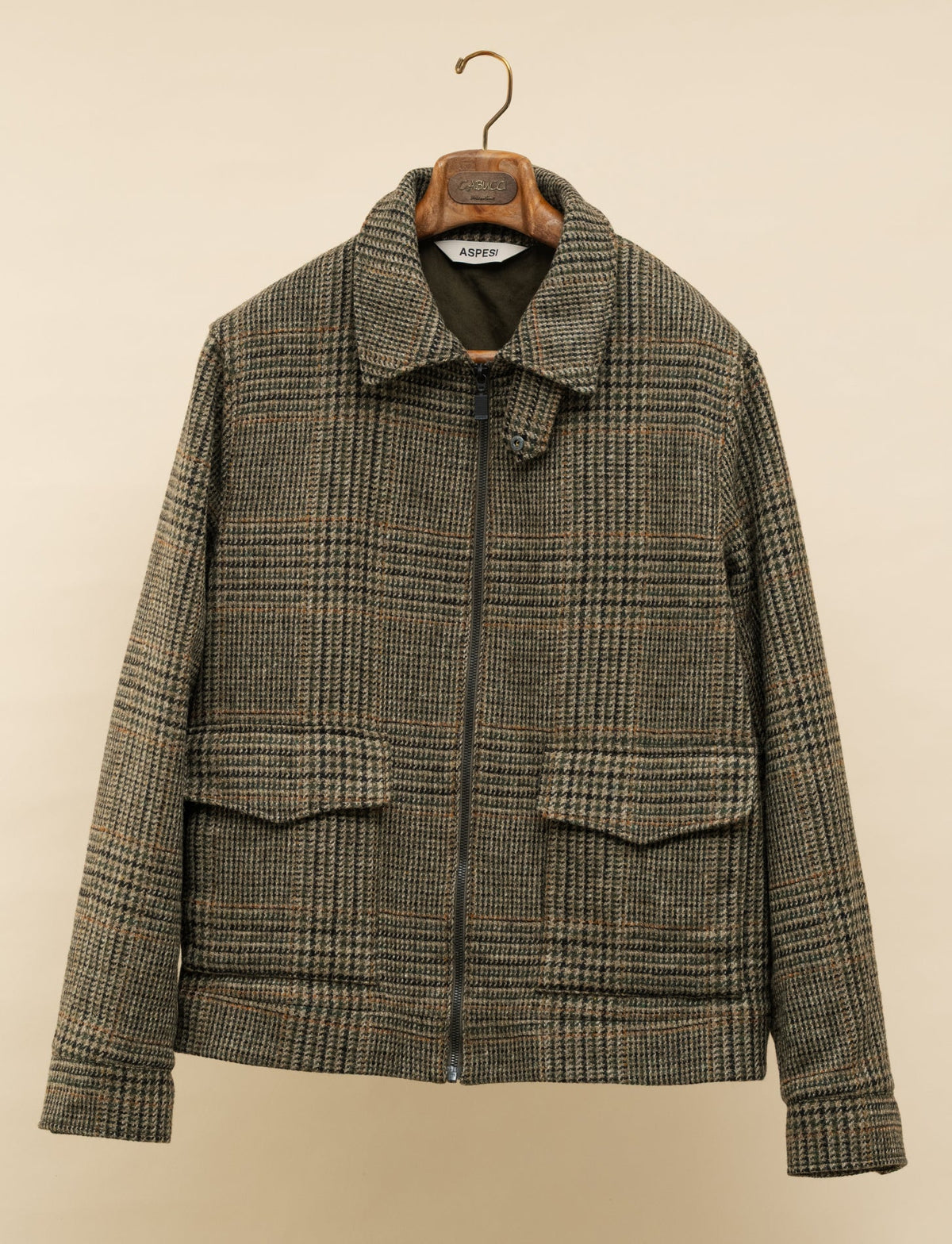 Glencheck Wool Short Jacket Military Aspesi Outerwear M