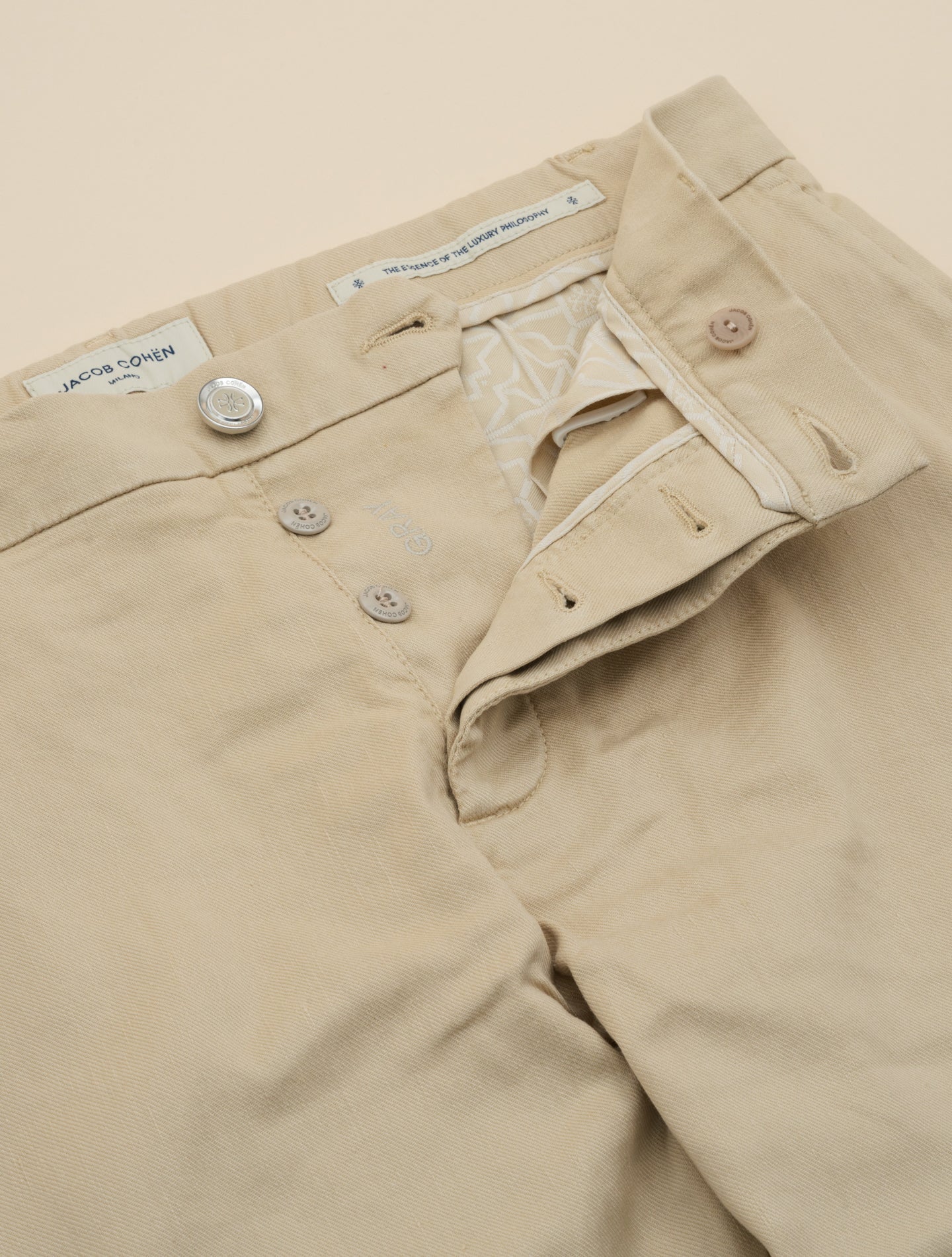Gray Cotton Linen Trousers Sand Jacob Cohën Trousers 31