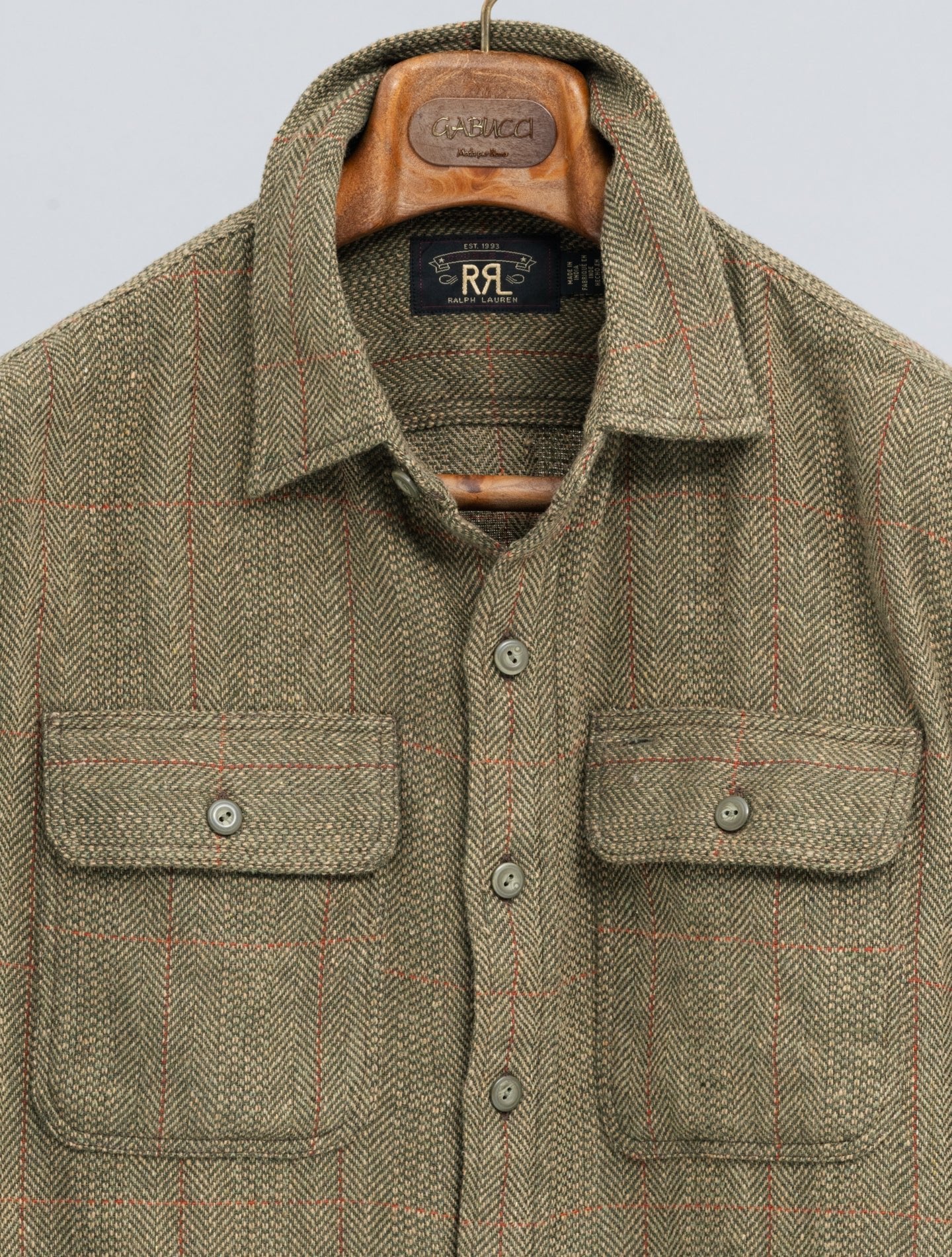 Grayson Suede - Patch Herringbone Workshirt Brown Multi RRL Shirts M