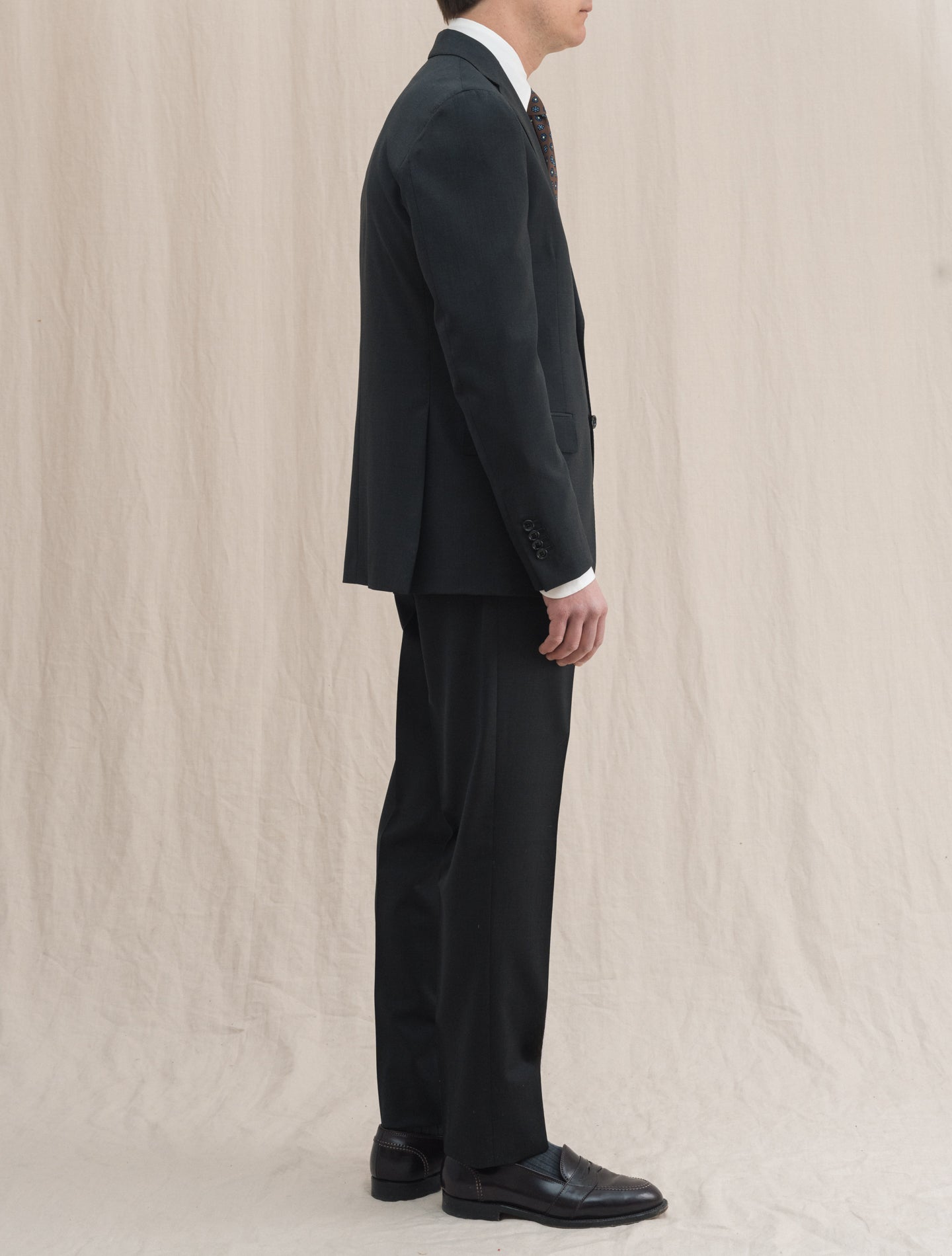 Grey Wool Twill Single Breasted Suit | Gabucci