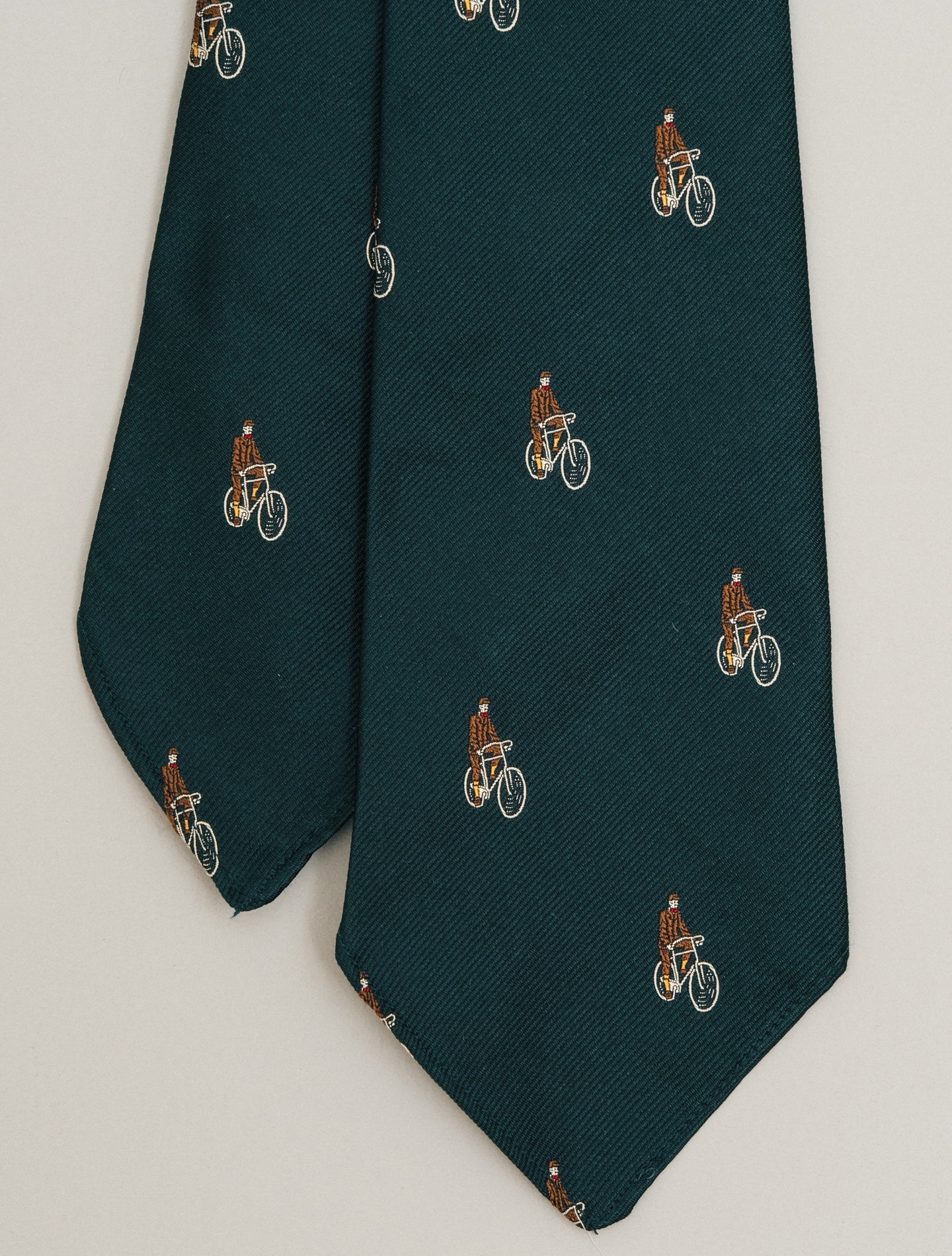 Handmade Cyclist Silk Cquard Tie Emerald Green RRL Ties One Size
