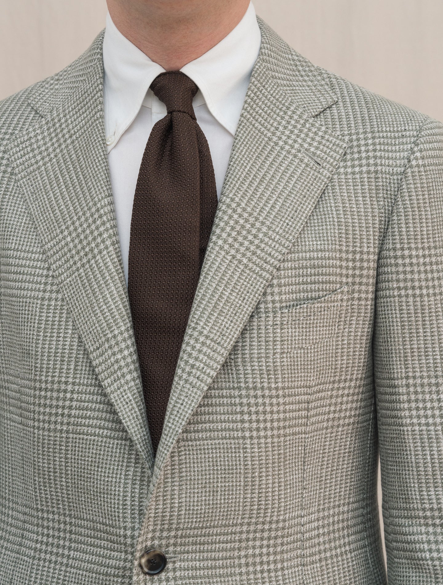 Handmade Glencheck Linen Wool Silk Jacket Green Cesare Attolini Jackets 48