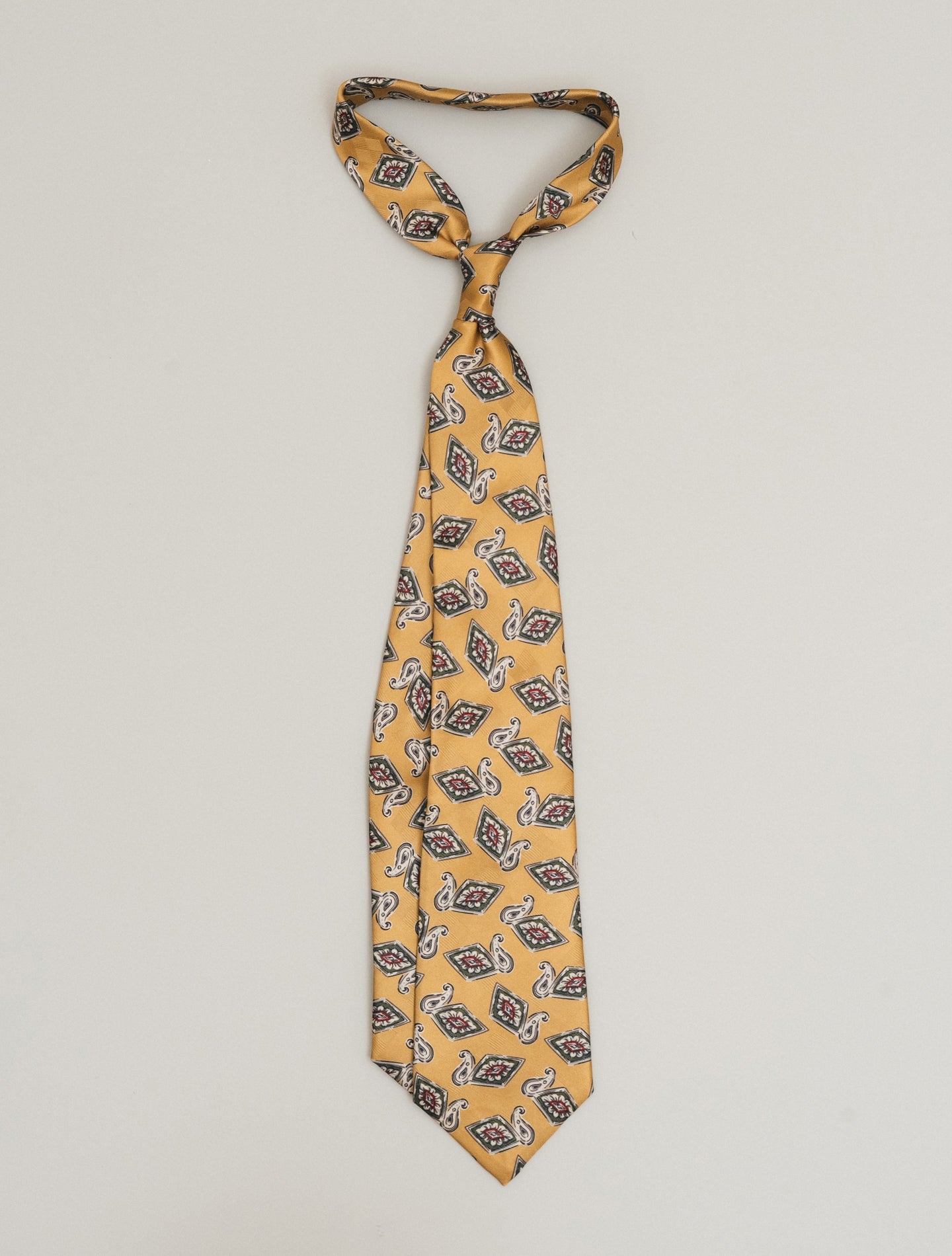 Handmade Print Silk Cquard Tie Mustard Yellow RRL Ties One Size