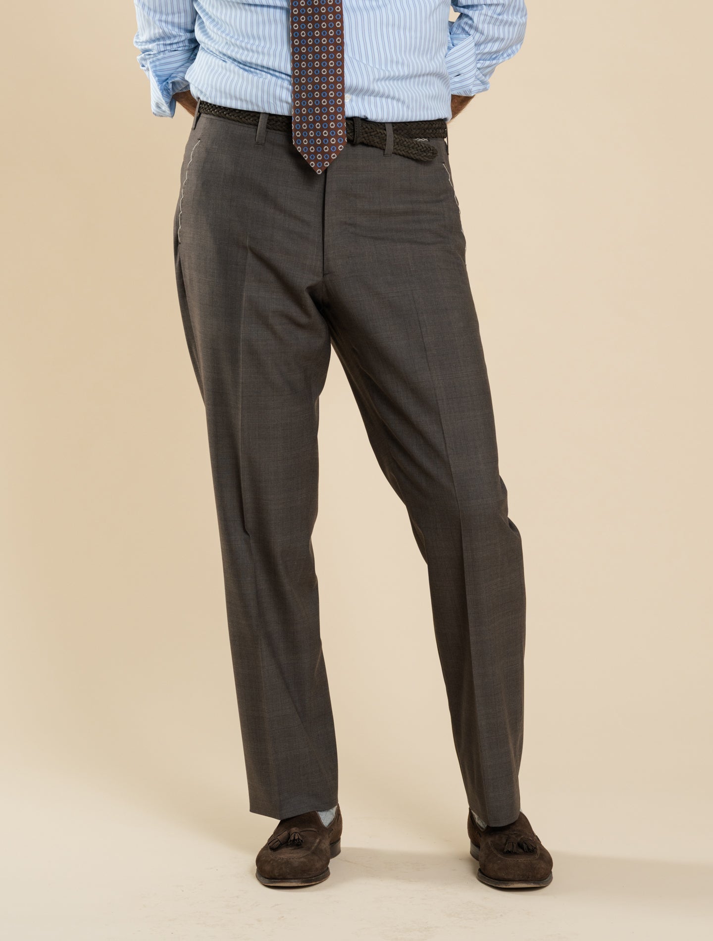 Handmade Single Breasted 170S Wool Suit Brown Cesare Attolini Suits 48