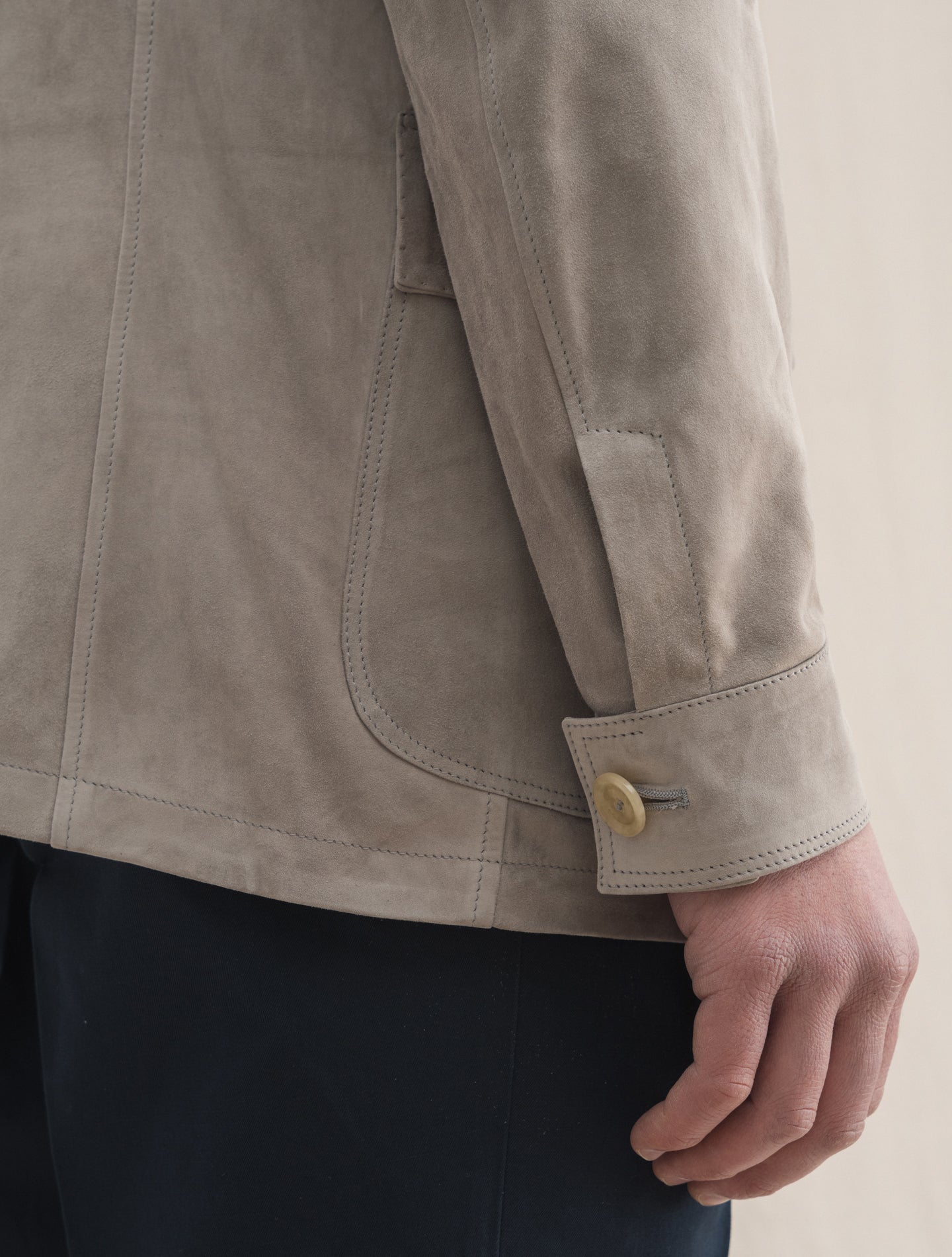 Handmade Suede Jacket Stone | Gabucci