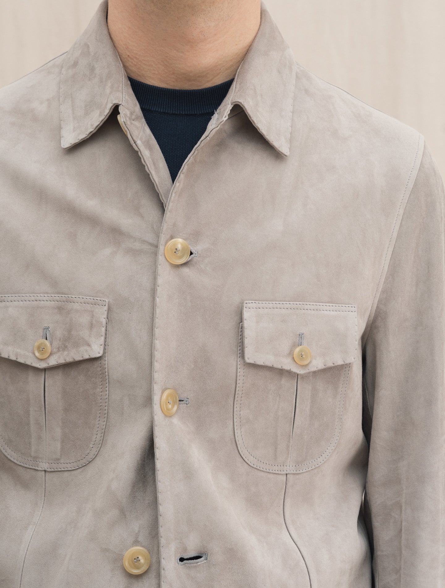 Handmade Suede Jacket Stone | Gabucci