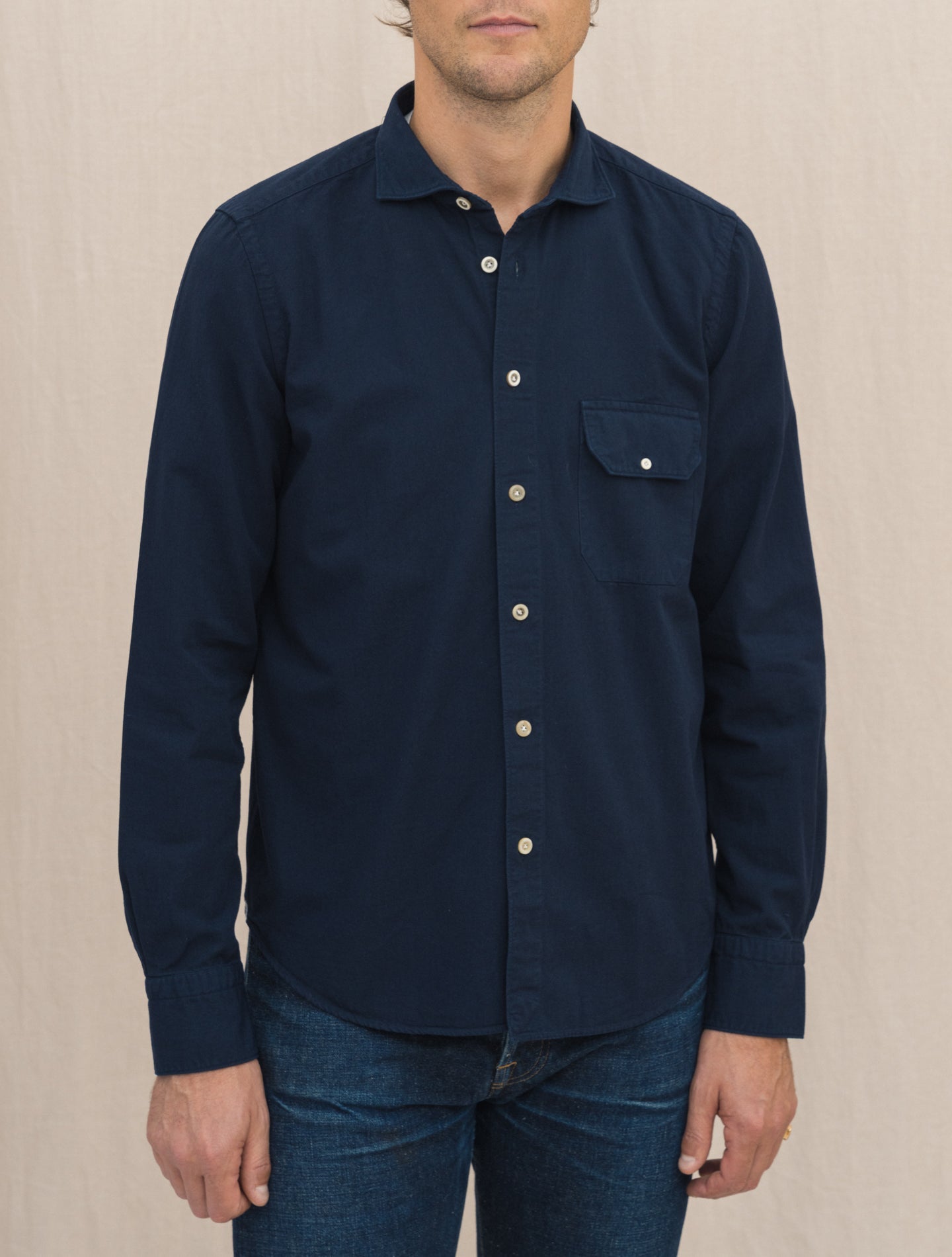 Heavy Cotton Madison Shirt Navy Finamore Shirts 39