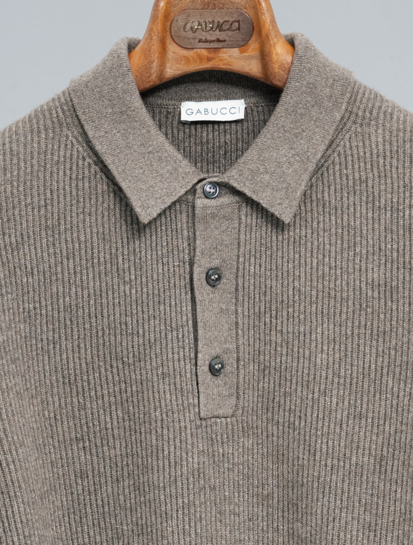 Heavy English Rib Wool Cashmere Polo Shirt Brown Gabucci Polo shirts 48