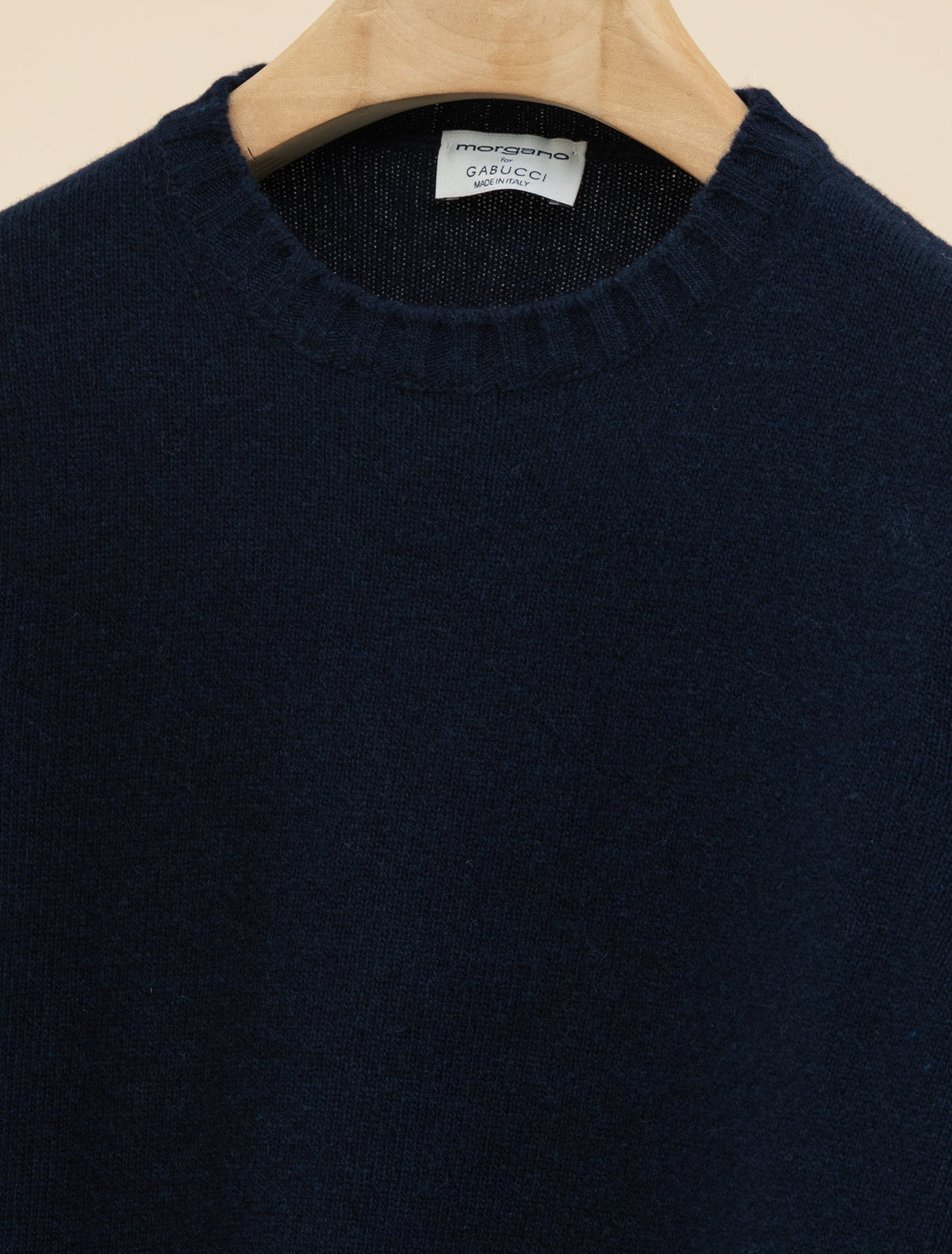 Heavy Knit Wool Cashmere Crewneck Deep Navy Morgano Knitwear IT 40