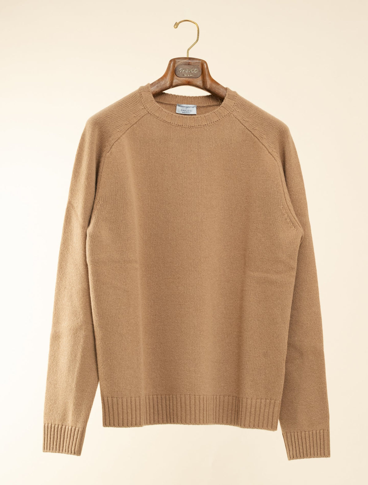 Heavy Knit Wool Cashmere T-Shoulder Crewneck Camel Morgano Knitwear 46