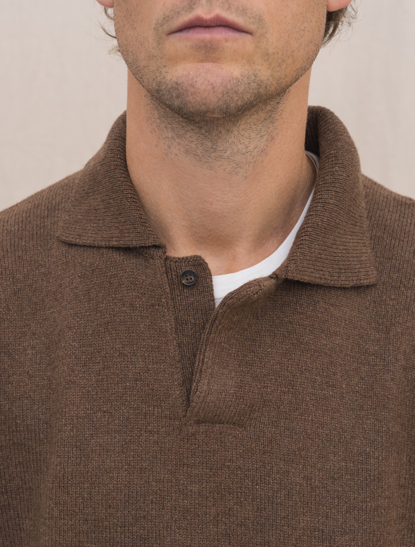 Heavy Knitted Polo Sweater Light Brown Zanone Knitwear 48