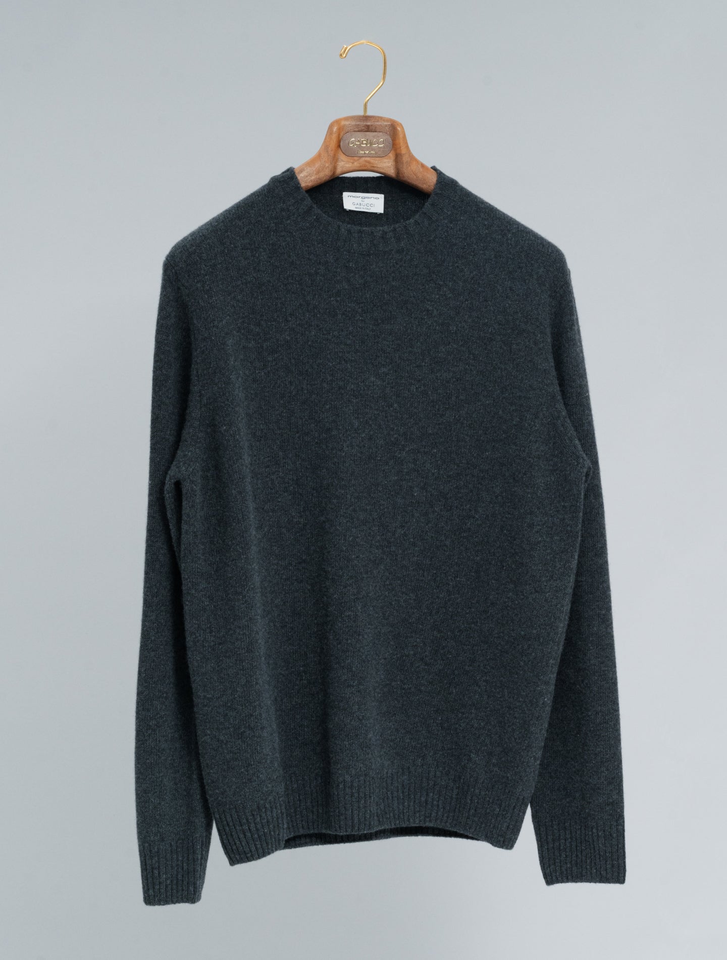 Heavy Knitted Wool Cashmere Crewneck Anthracite Morgano Knitwear 46