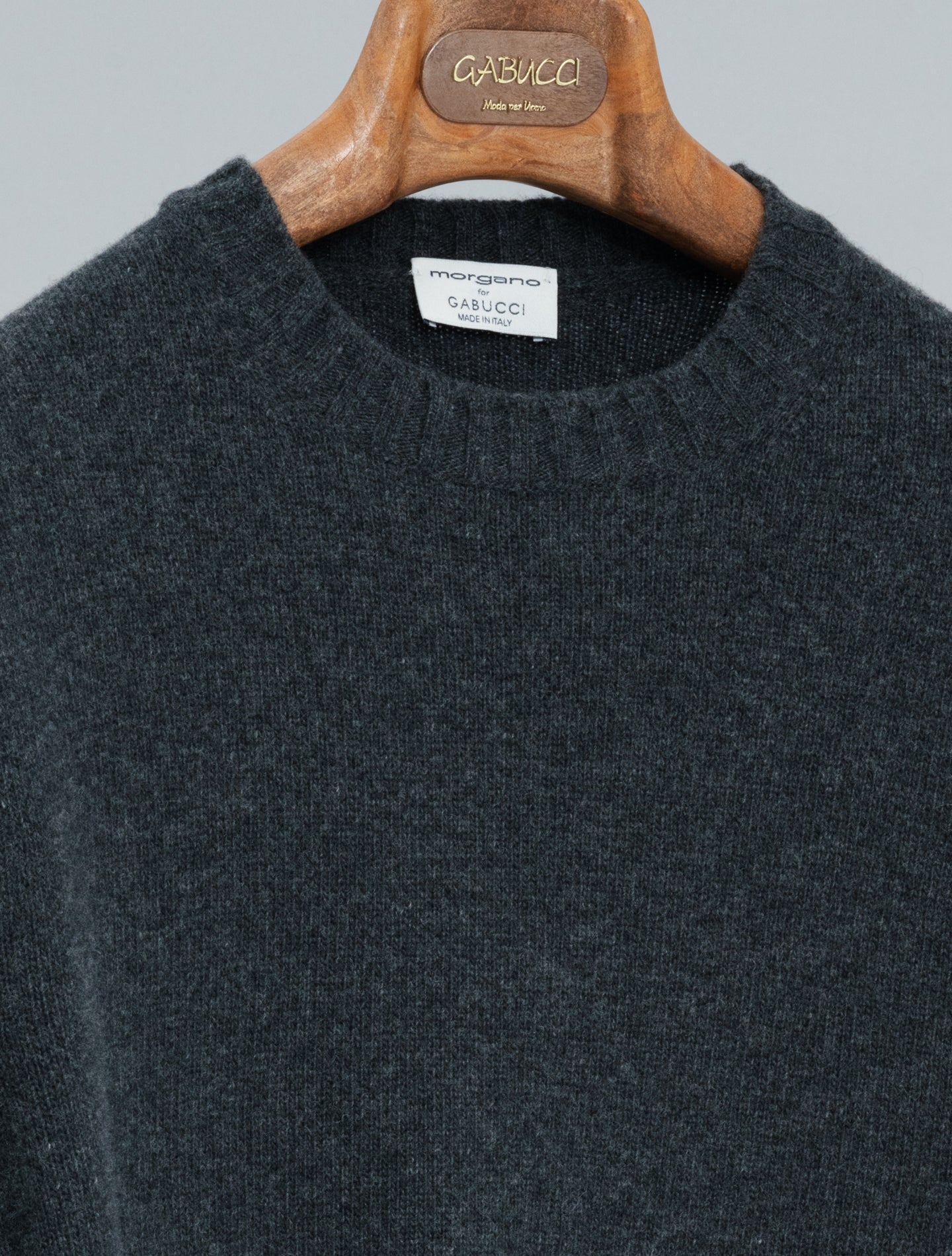 Heavy Knitted Wool Cashmere Crewneck Anthracite Morgano Knitwear 46