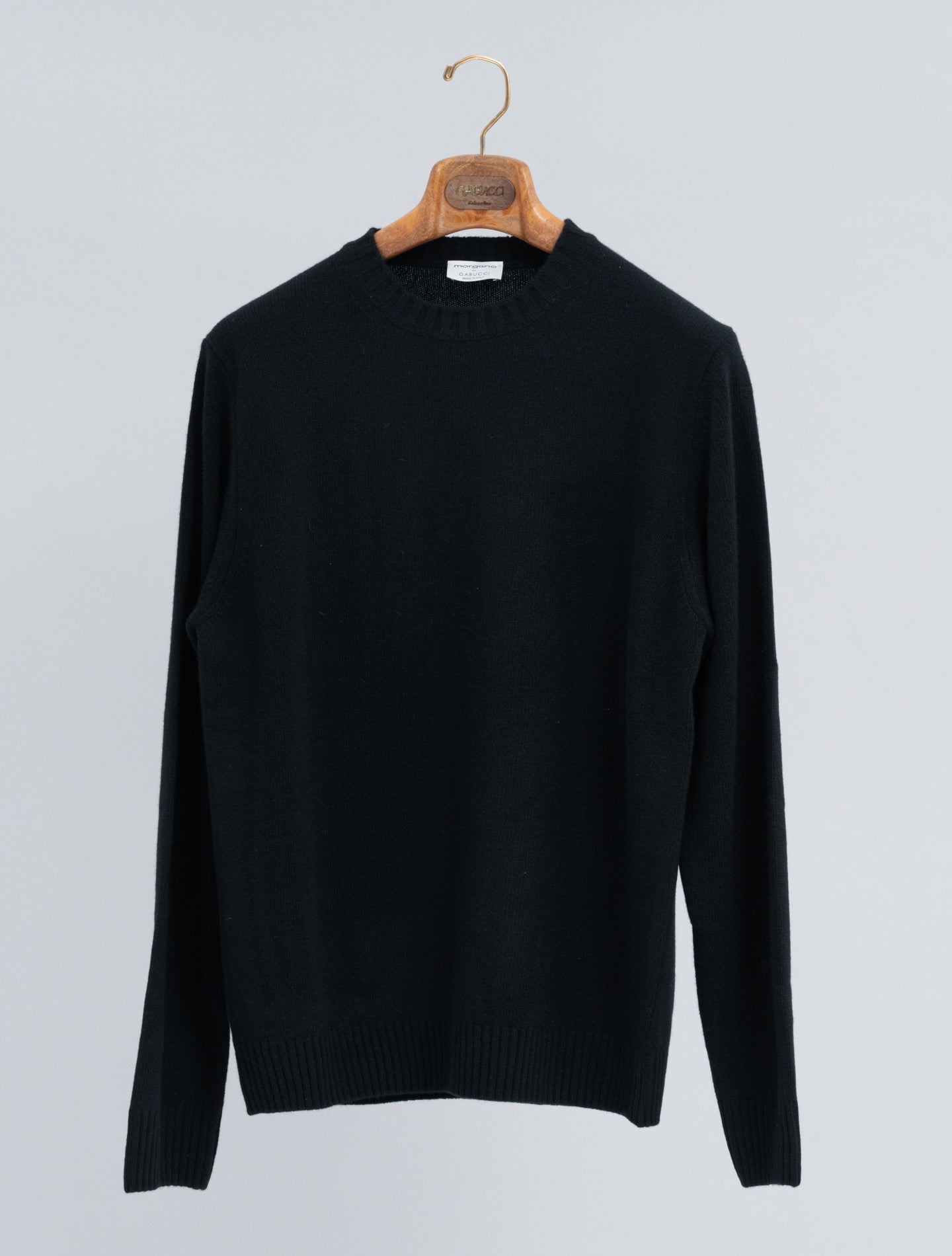 Heavy Knitted Wool Cashmere Crewneck Black Morgano Knitwear 46
