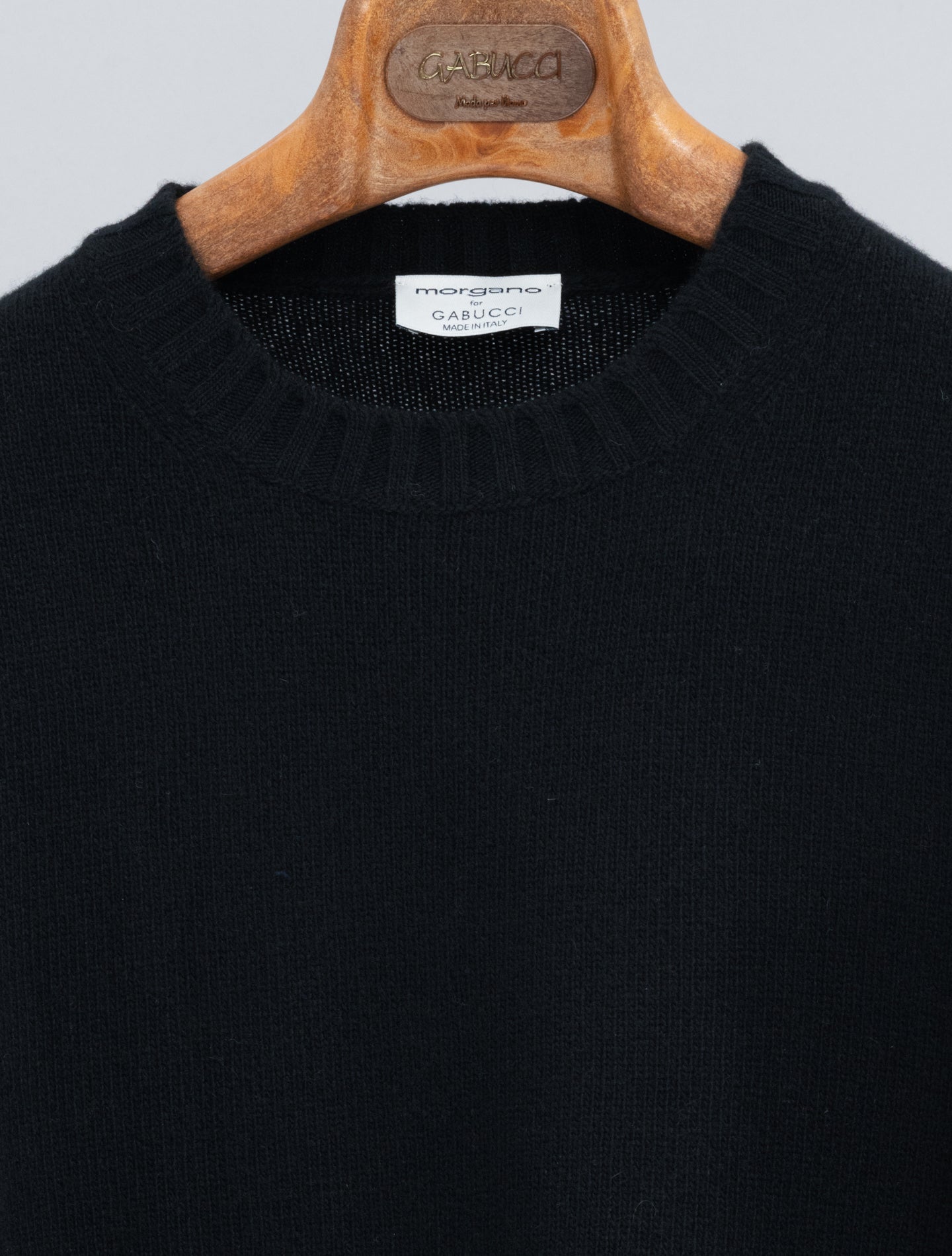 Heavy Knitted Wool Cashmere Crewneck Black Morgano Knitwear 46