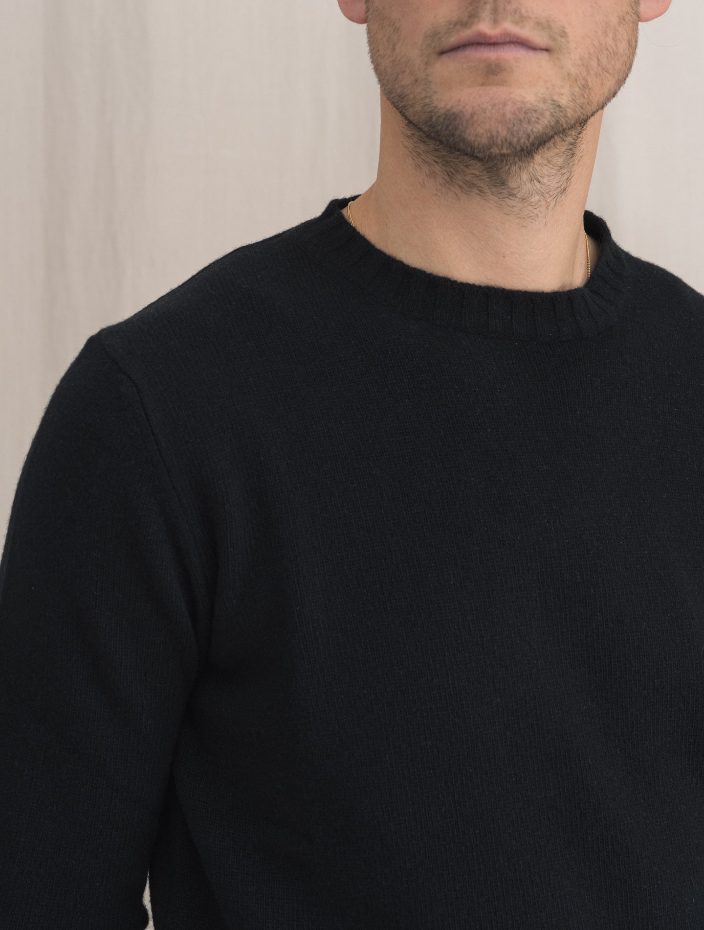 Heavy Knitted Wool Cashmere Crewneck Black Morgano Knitwear Gabucci