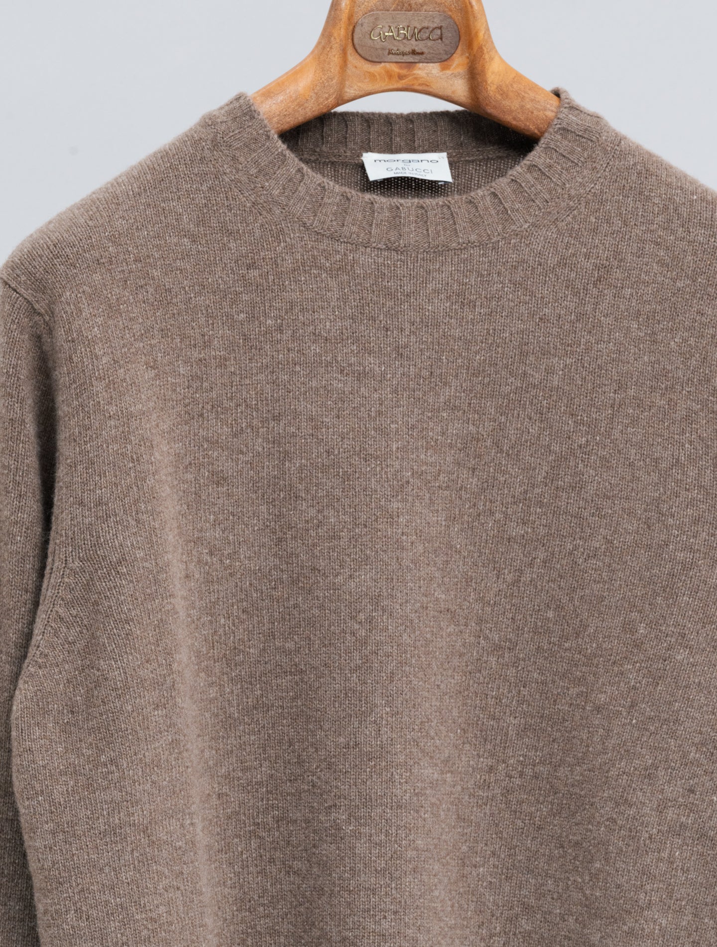 Heavy Knitted Wool Cashmere Crewneck Cacao Morgano Knitwear 46
