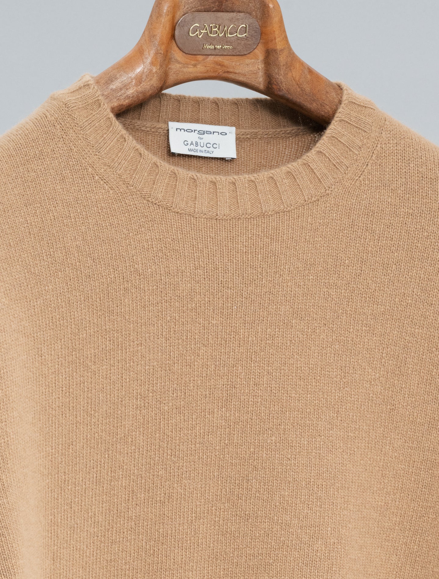 Heavy Knitted Wool Cashmere Crewneck Camel Morgano Knitwear 46