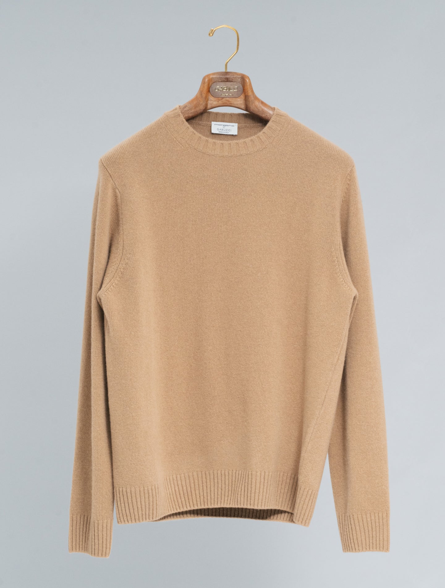Heavy Knitted Wool Cashmere Crewneck Camel Morgano Knitwear 46